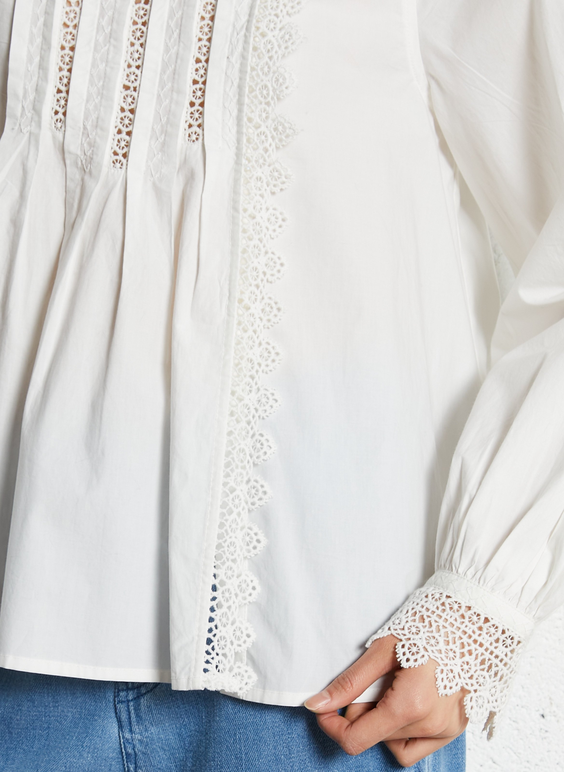 High-neck cotton blouse LOUISE MISHA White