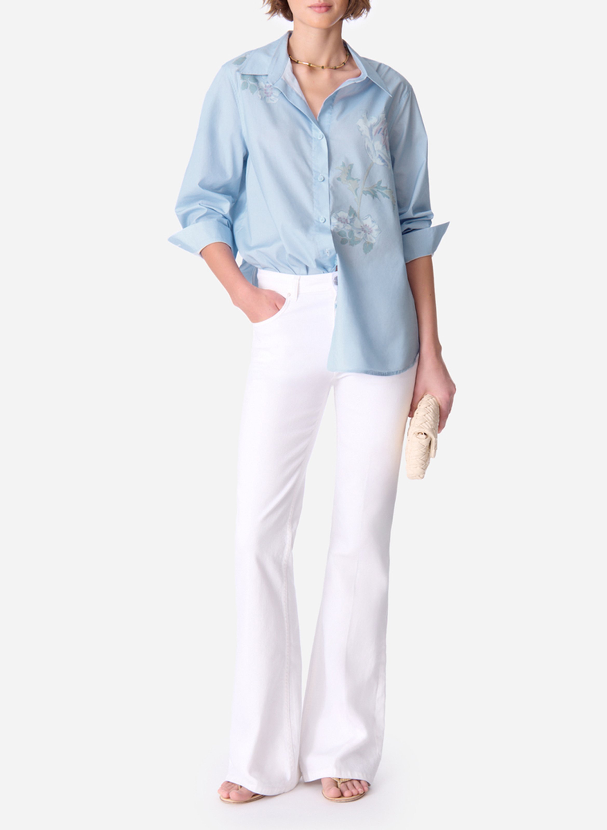 Jean flare en coton mélangé VANESSA BRUNO Blanc