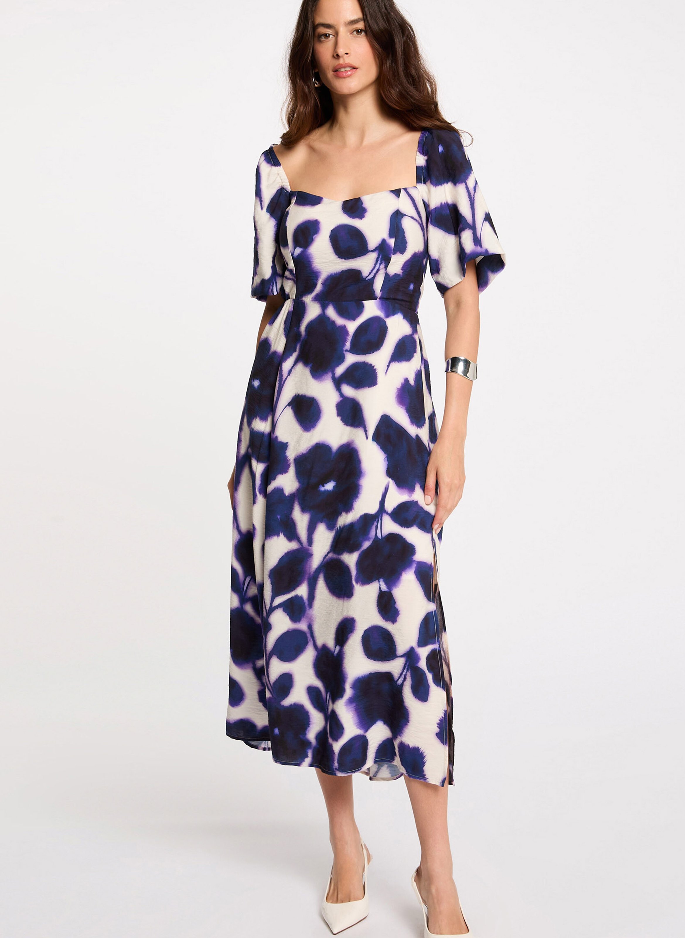 Robe longue col carré à imprimé floral MORGAN Multicolore