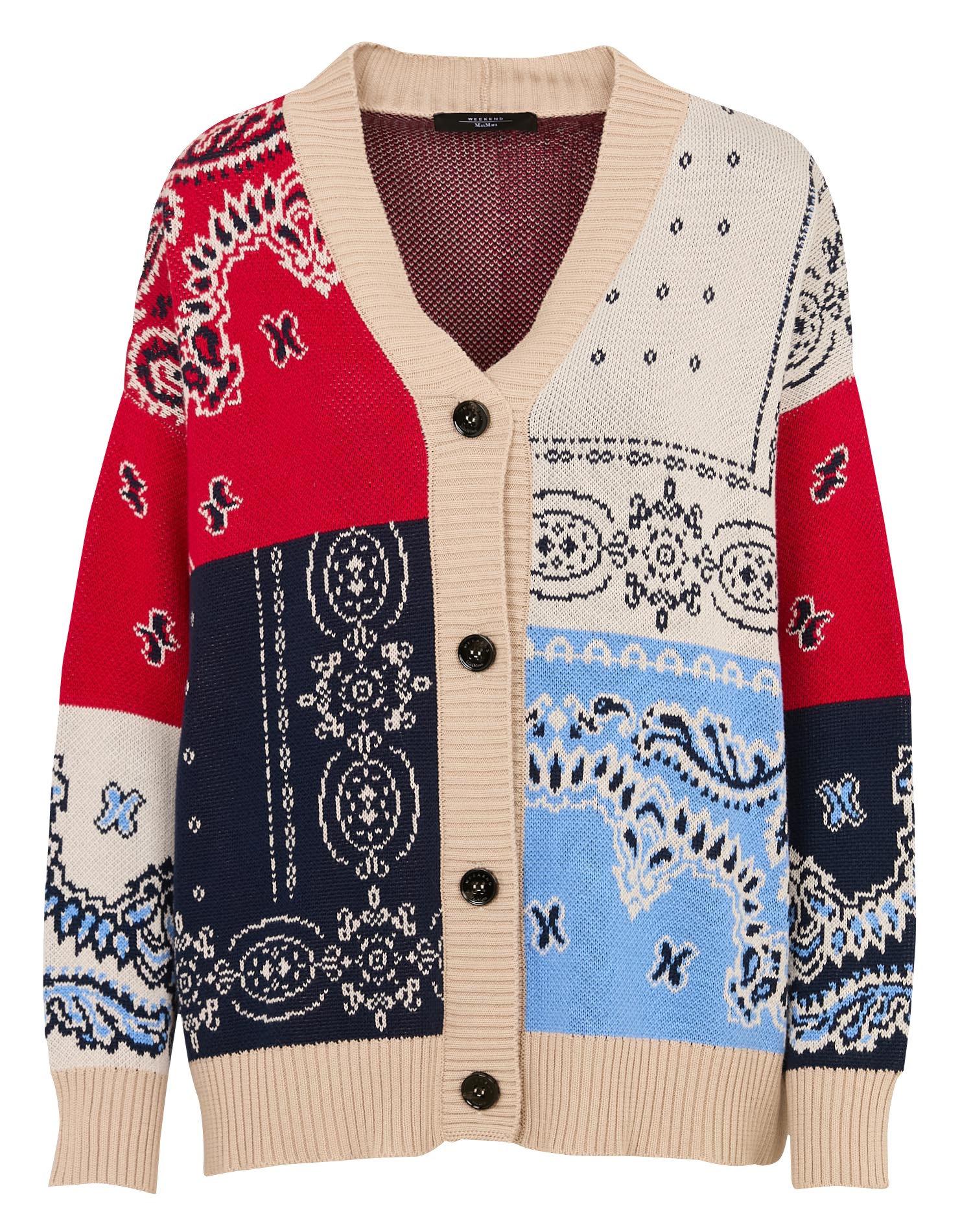 Printed cotton straight cardigan MAX MARA WEEK END Blue