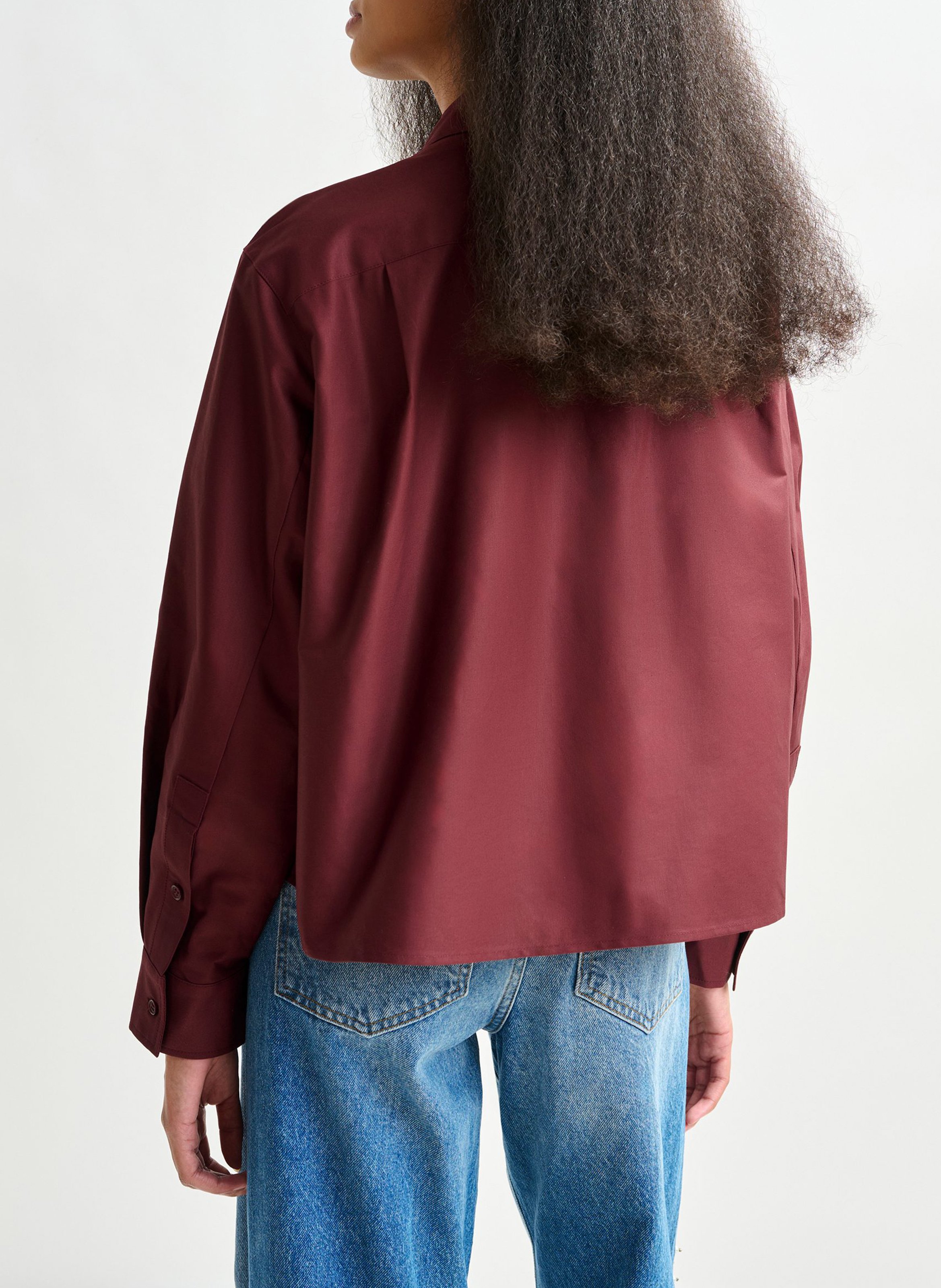 Cotton and linen shirt with classic collar ESSENTIEL ANTWERP Red