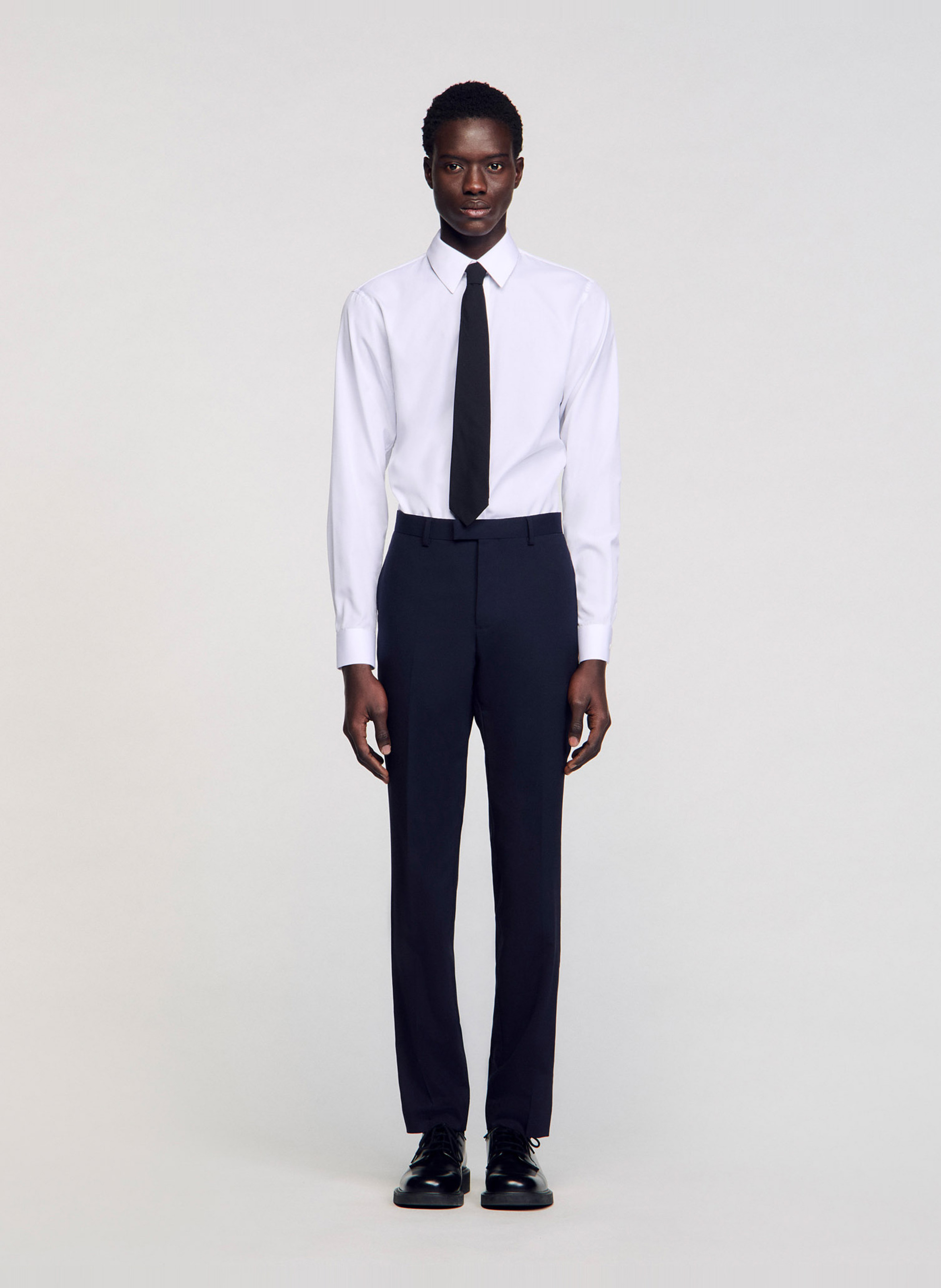 Wollen broek met bandplooien SANDRO Blauw