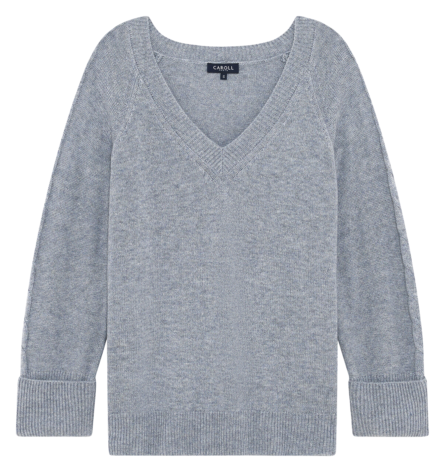 Pull col V en laine mélangée CAROLL Gris