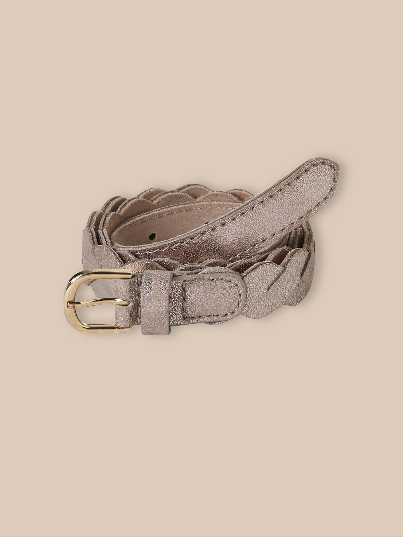Braided and iridescent leather belt CYRILLUS Yellow