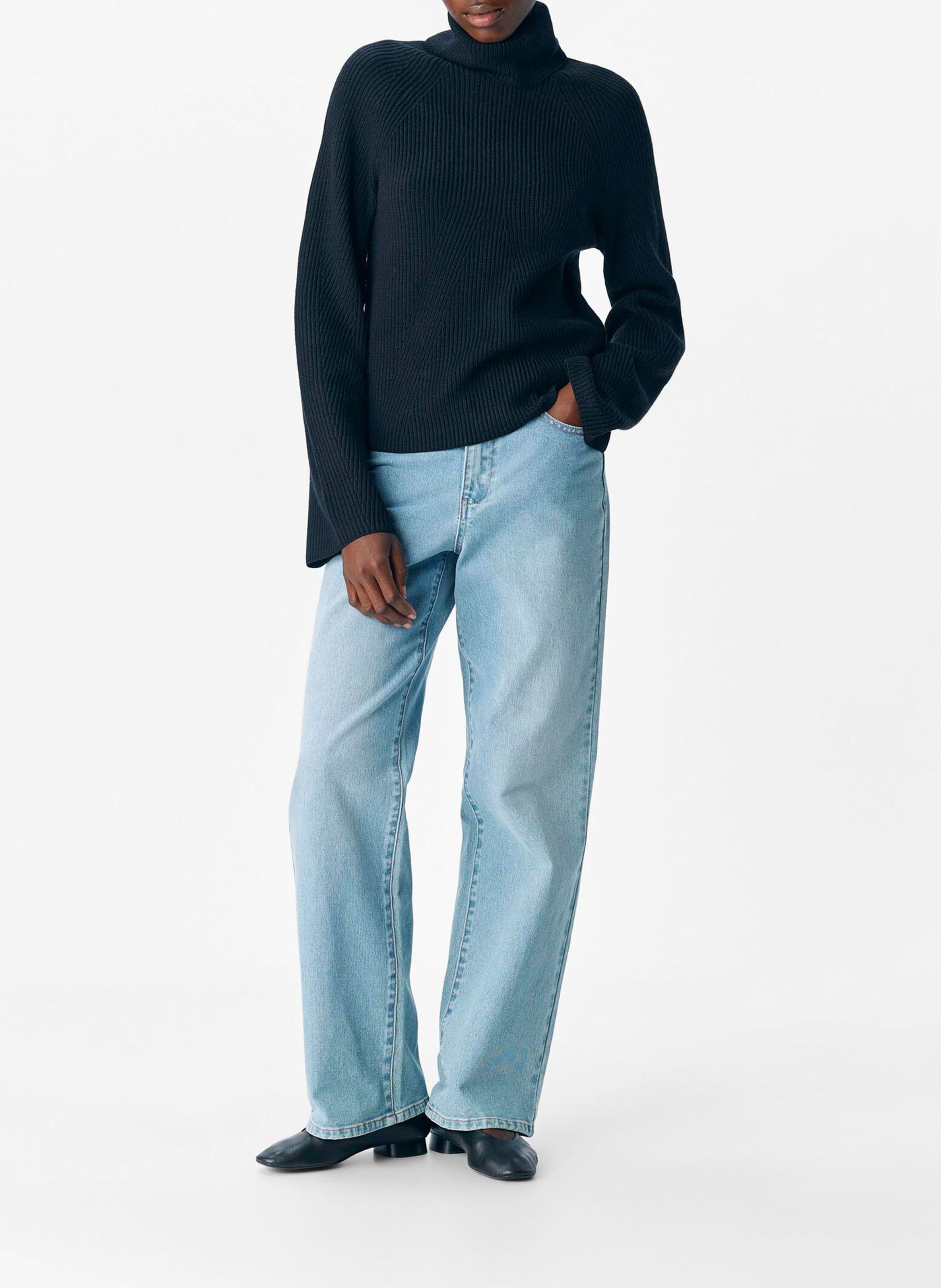 Rechte, gebreide coltrui OBJECT Zwart