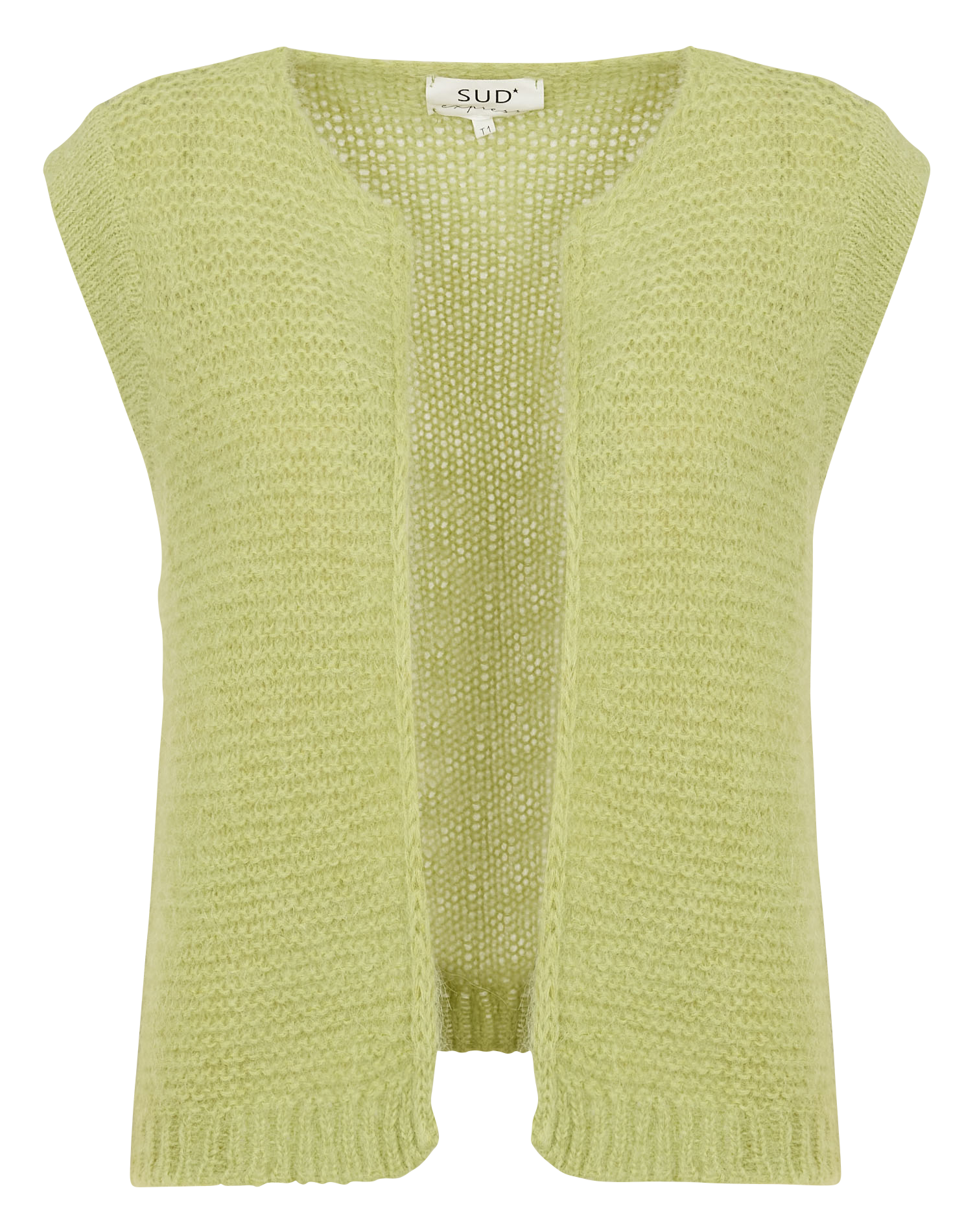 Gilet court en mohair et alpaga  SUD EXPRESS Vert