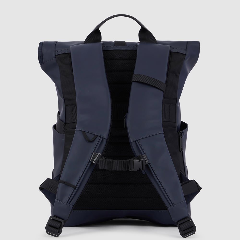 Backpack for PC and iPad® with chest strap, u-lock loops, and rear light loop PIQUADRO Blue