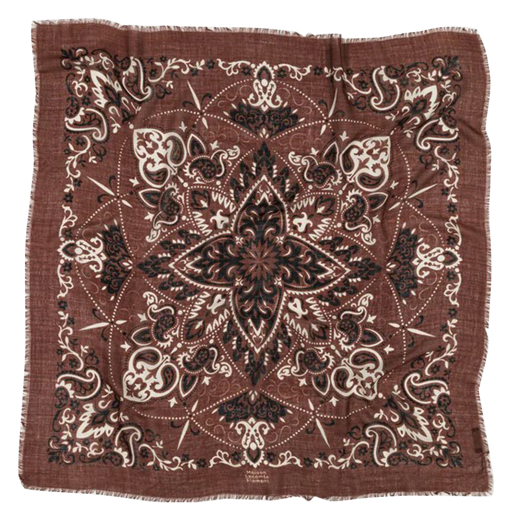 Bedrukte foulard van wol en zijde MAISON LECOMTE FLAMENT Bruin