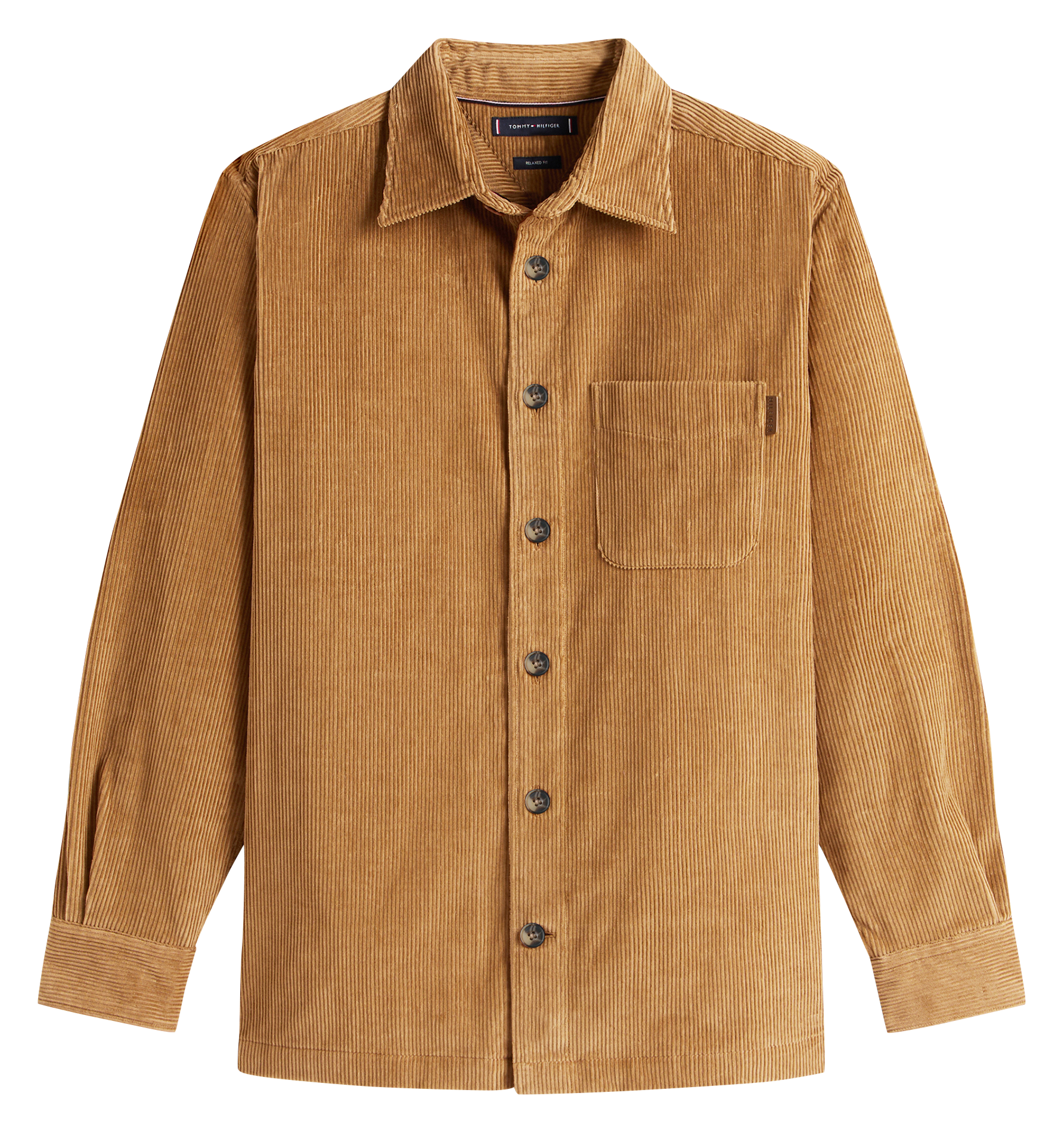 Solid corduroy straight shirt TOMMY HILFIGER Brown