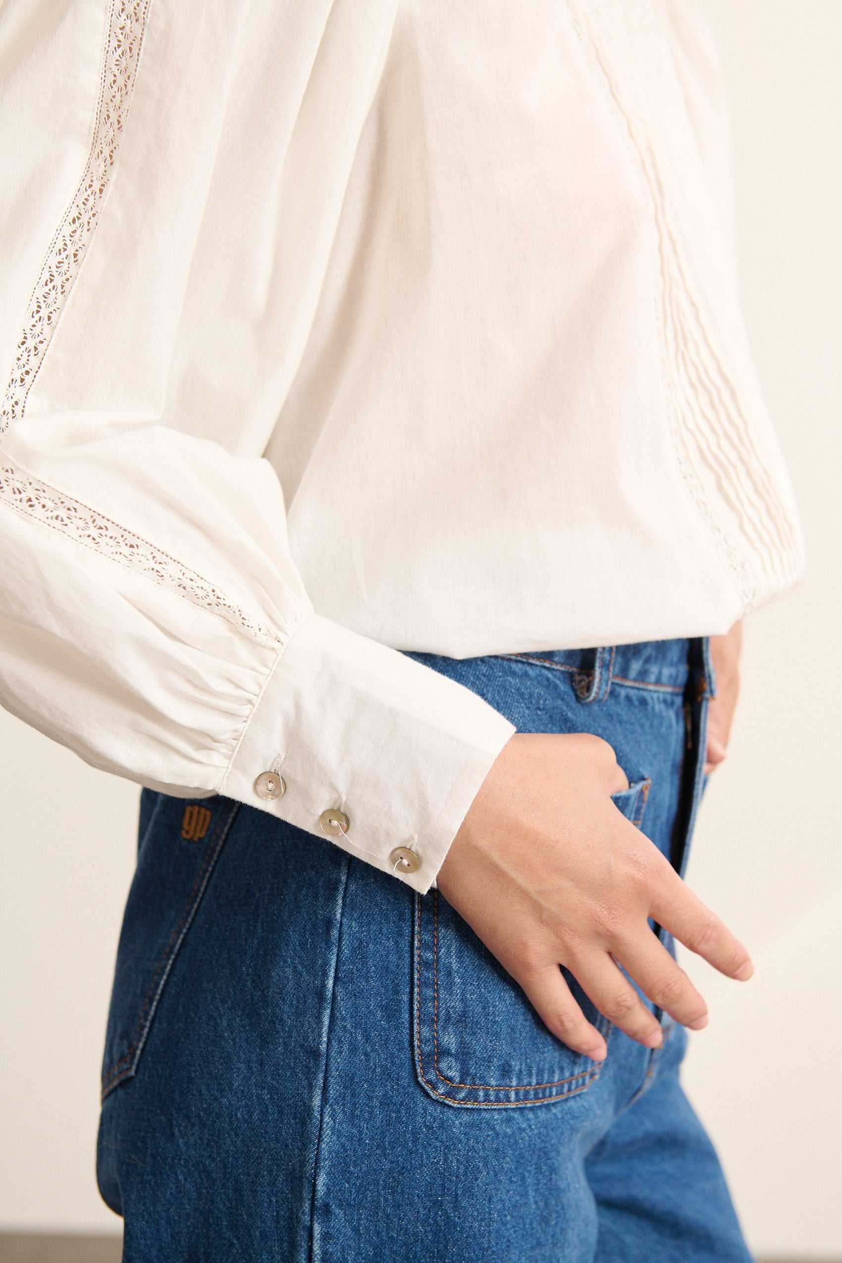 Blouse with lace ruffled collar GARANCE PARIS White