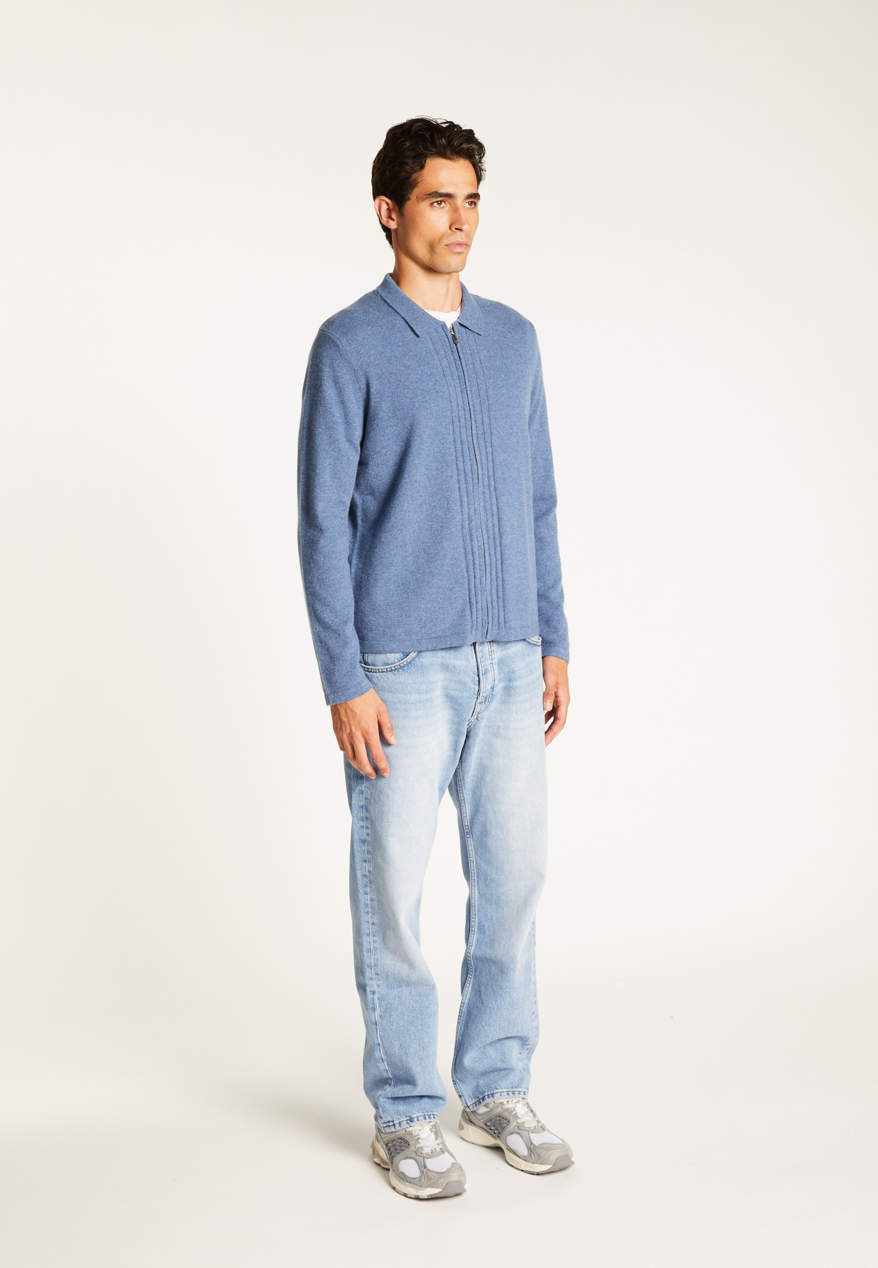 Zipped cashmere cardigan MAISON MONTAGUT Blue