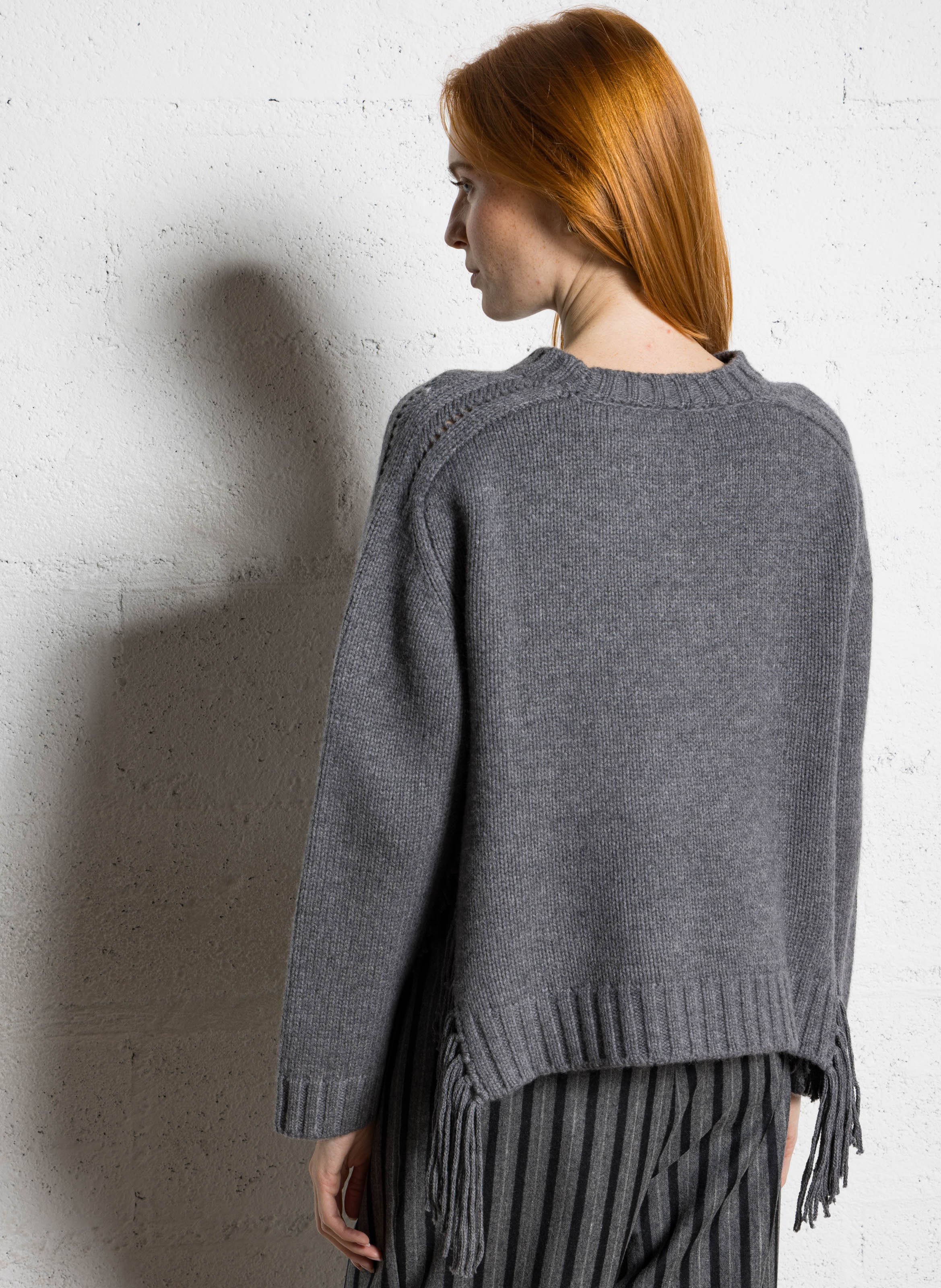 Woleg - Oversize-Wollpullover mit Rundhalsausschnitt BERENICE Grau