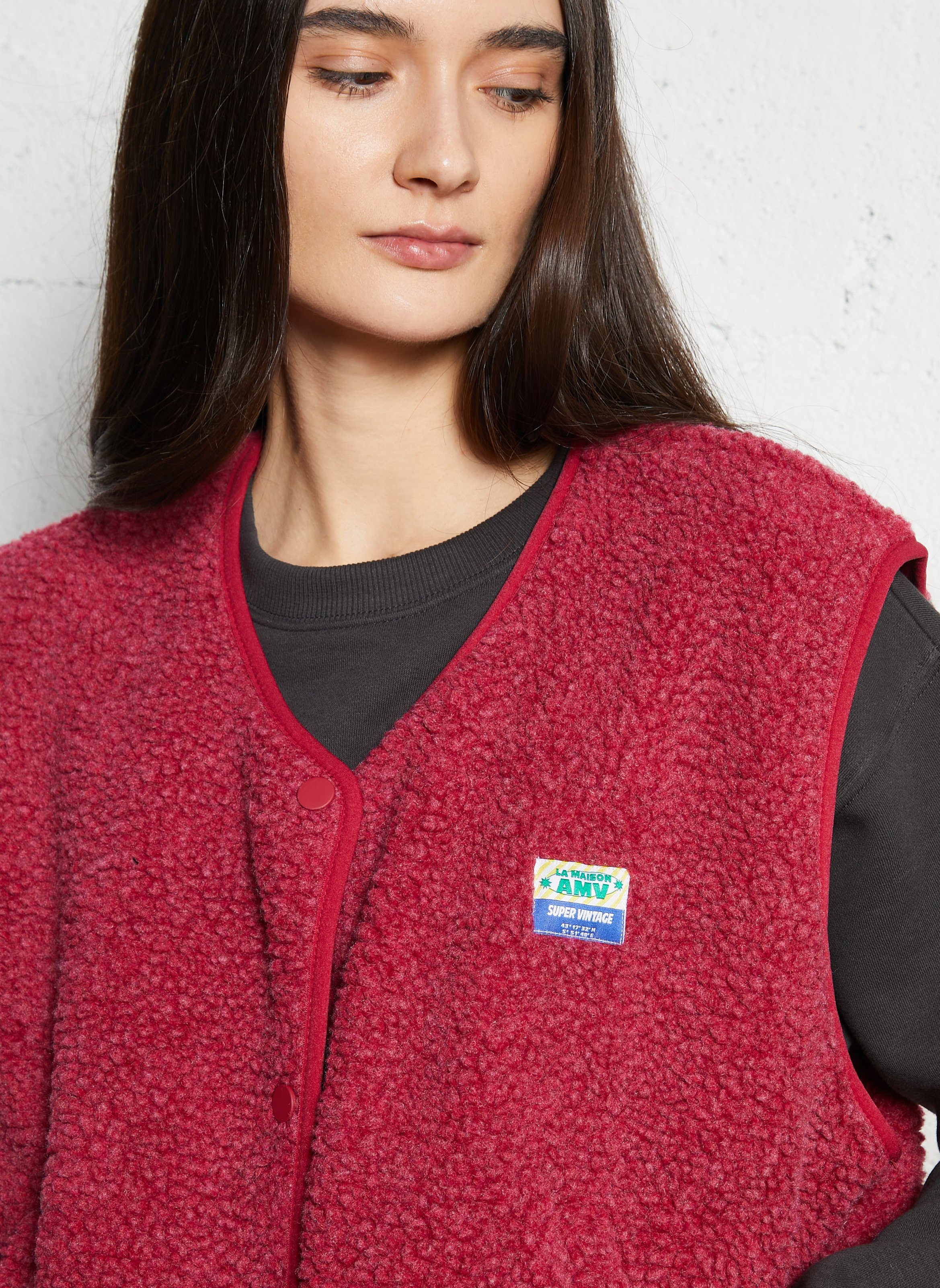 Gilet col rond molletonné sans manches AMERICAN VINTAGE Rose