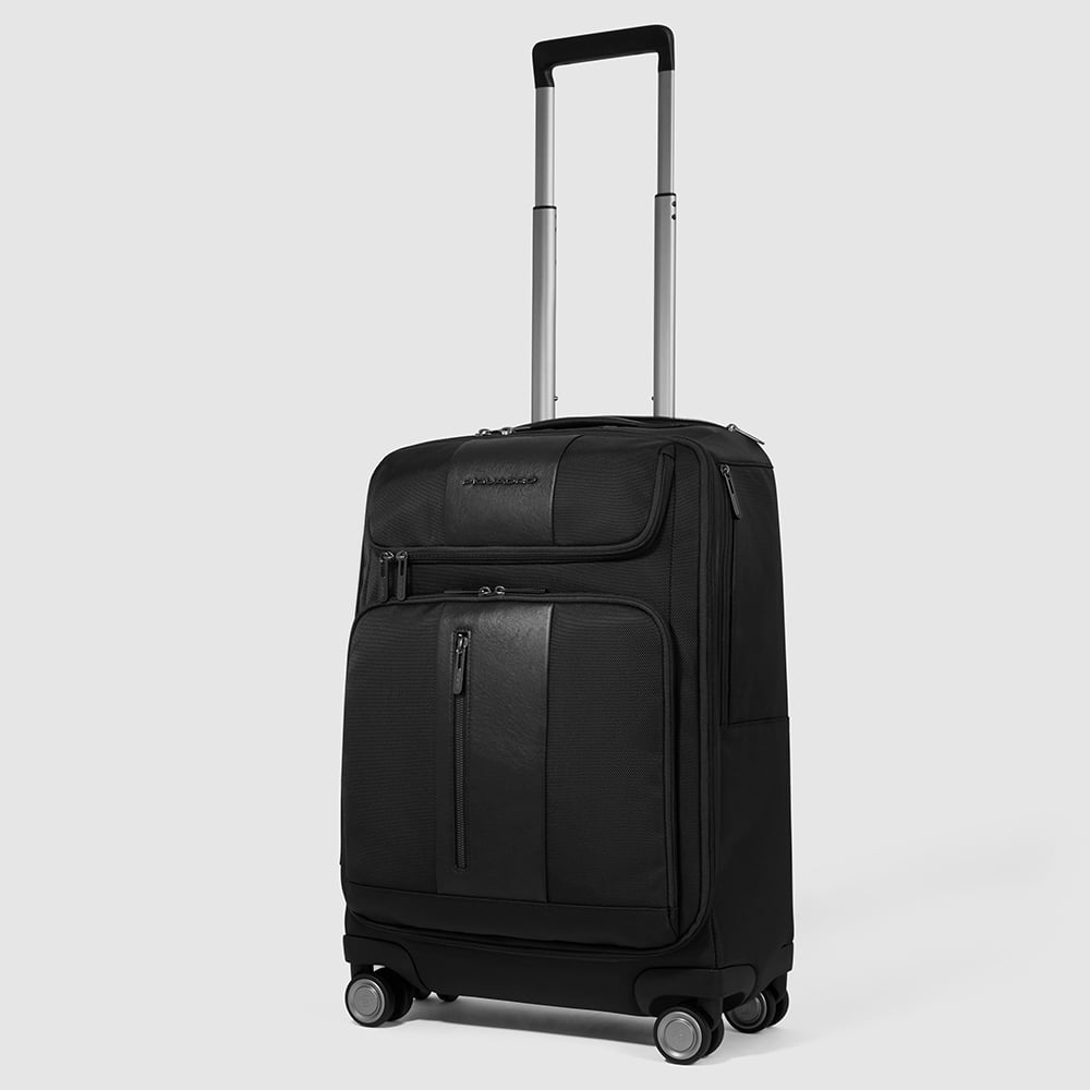 Cabin trolley suitcase with 4 wheels, compartment for laptop and iPad® Pro 12.9, and TSA lock PIQUADRO Black