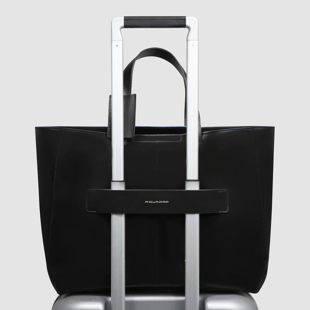 Women's computer tote bag for iPad® Pro 12.9 with shockproof protection and RFID protection PIQUADRO Black