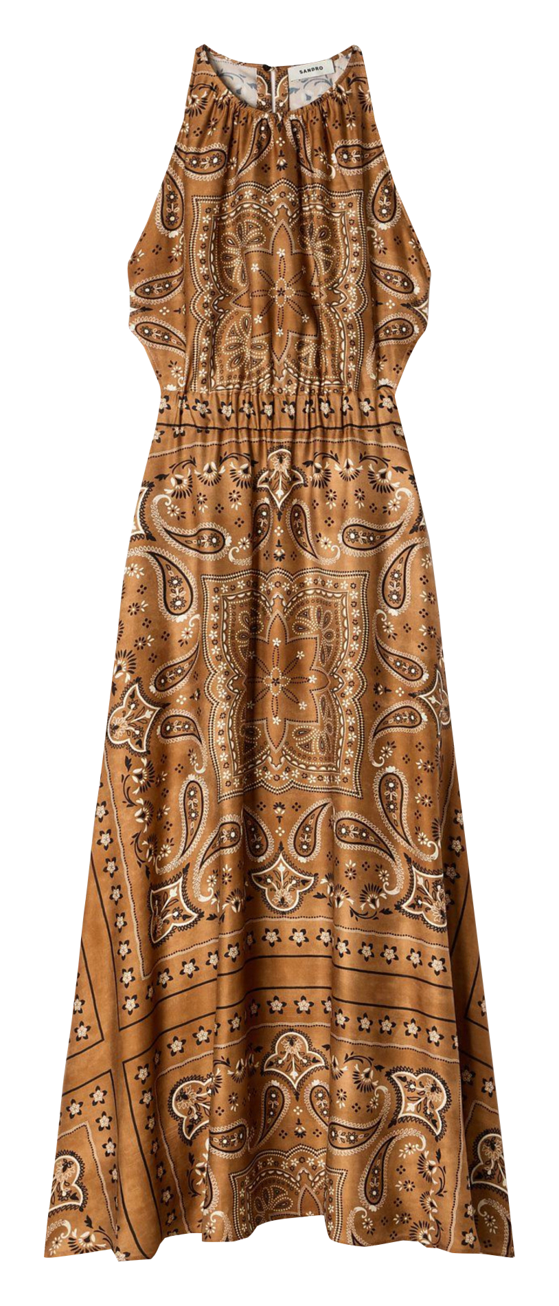 Long printed round-neck dress SANDRO Brown