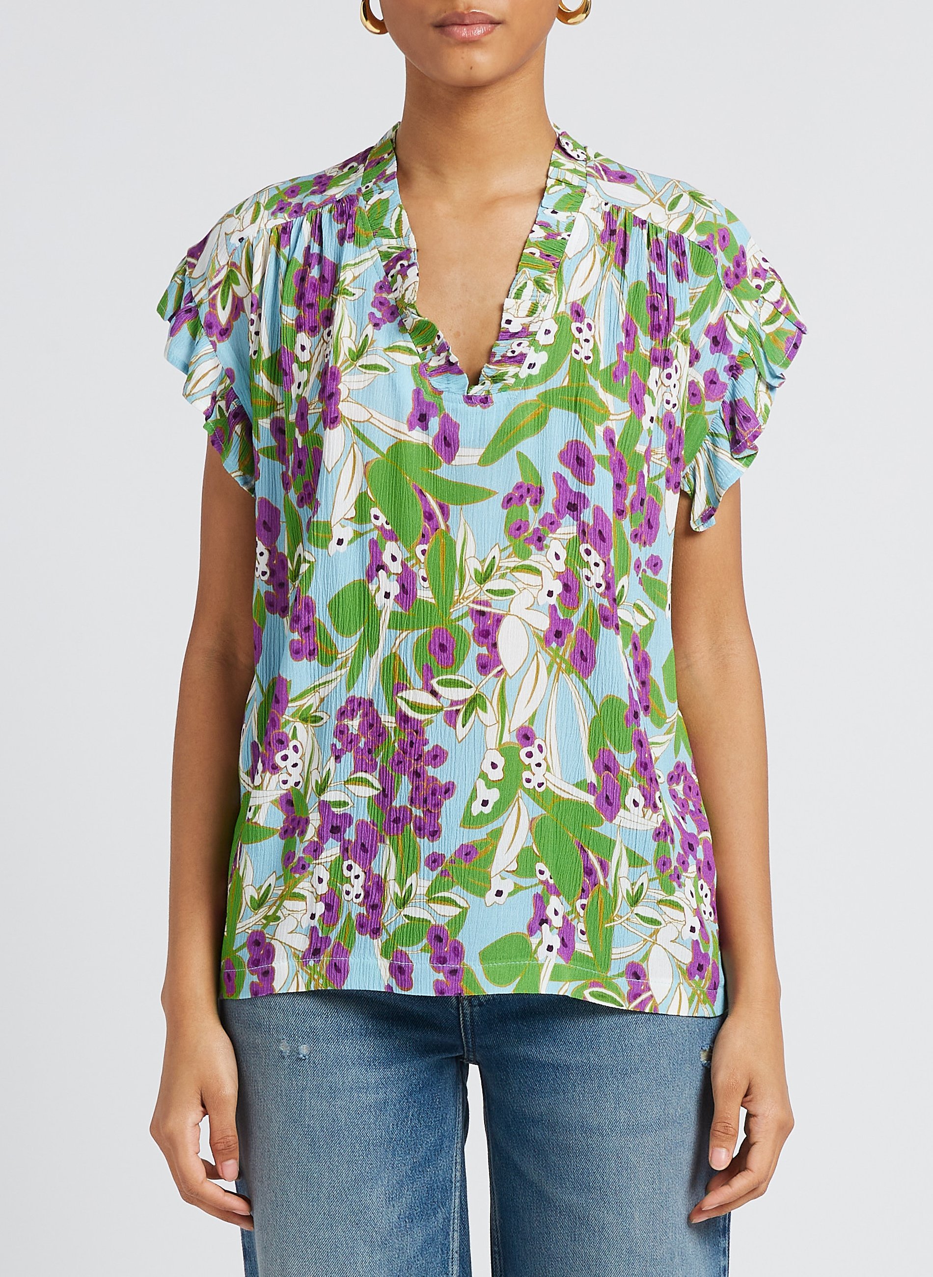 Bedrucktes Top mit Rüschen LA PETITE FRANCAISE Violett