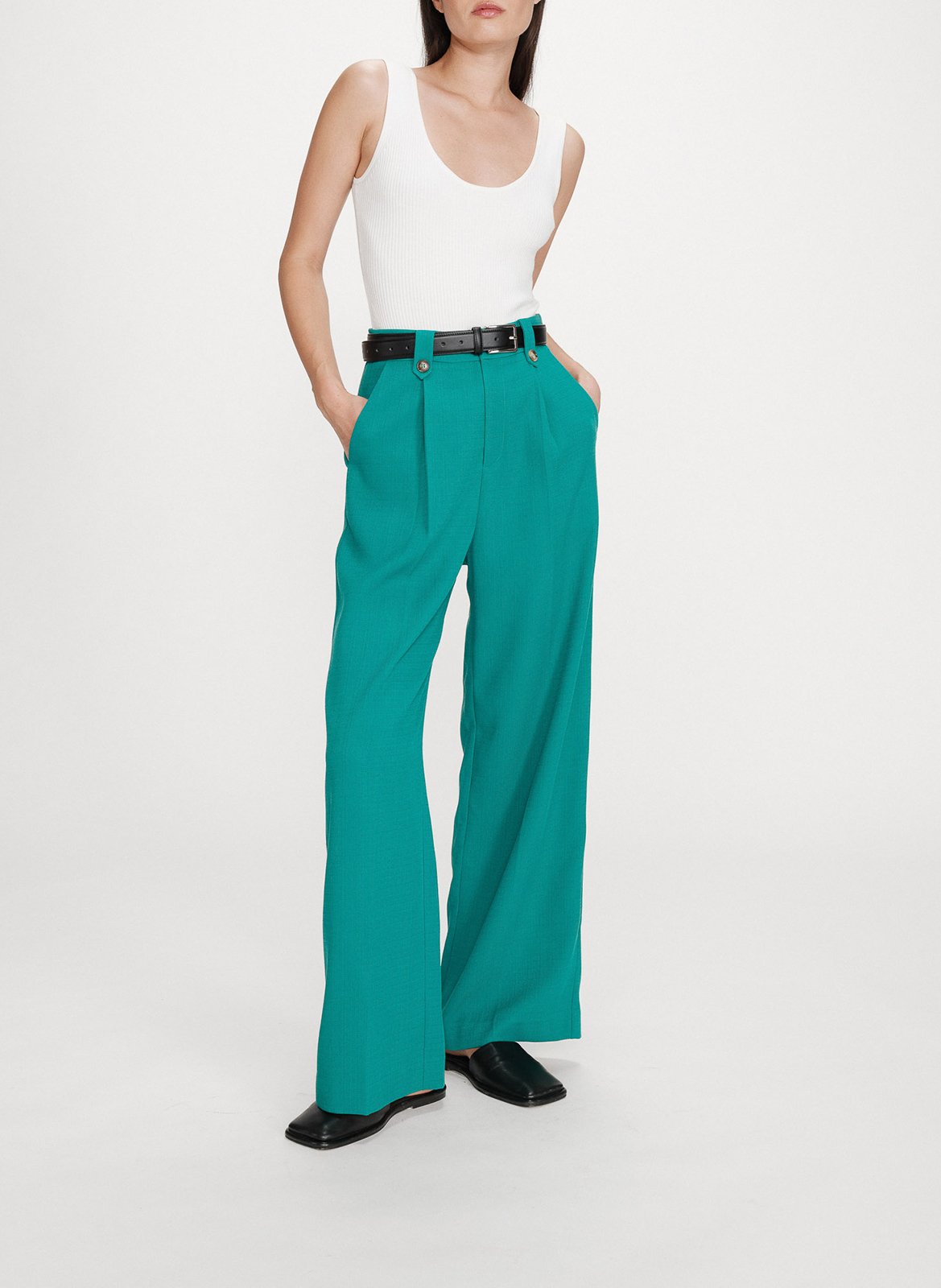 Pantalon tailleur droit uni Vert