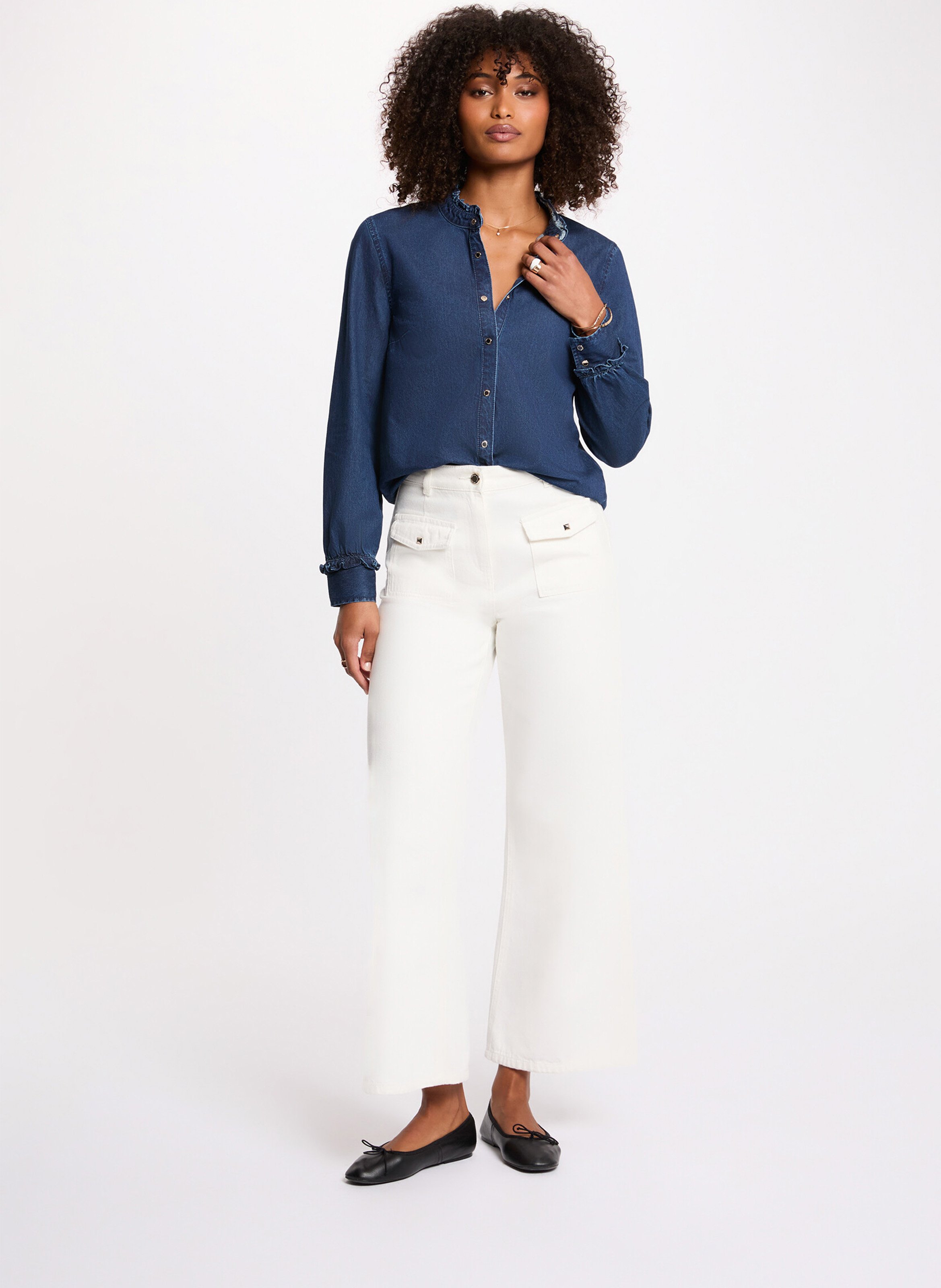 Gerade Jeanshemd mit Knopfleiste MORGAN Blau