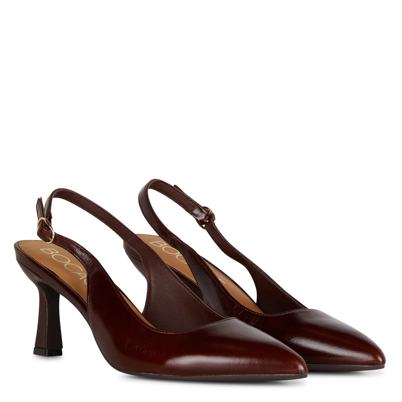 Slingback-Pumps aus Lackleder BOCAGE Braun
