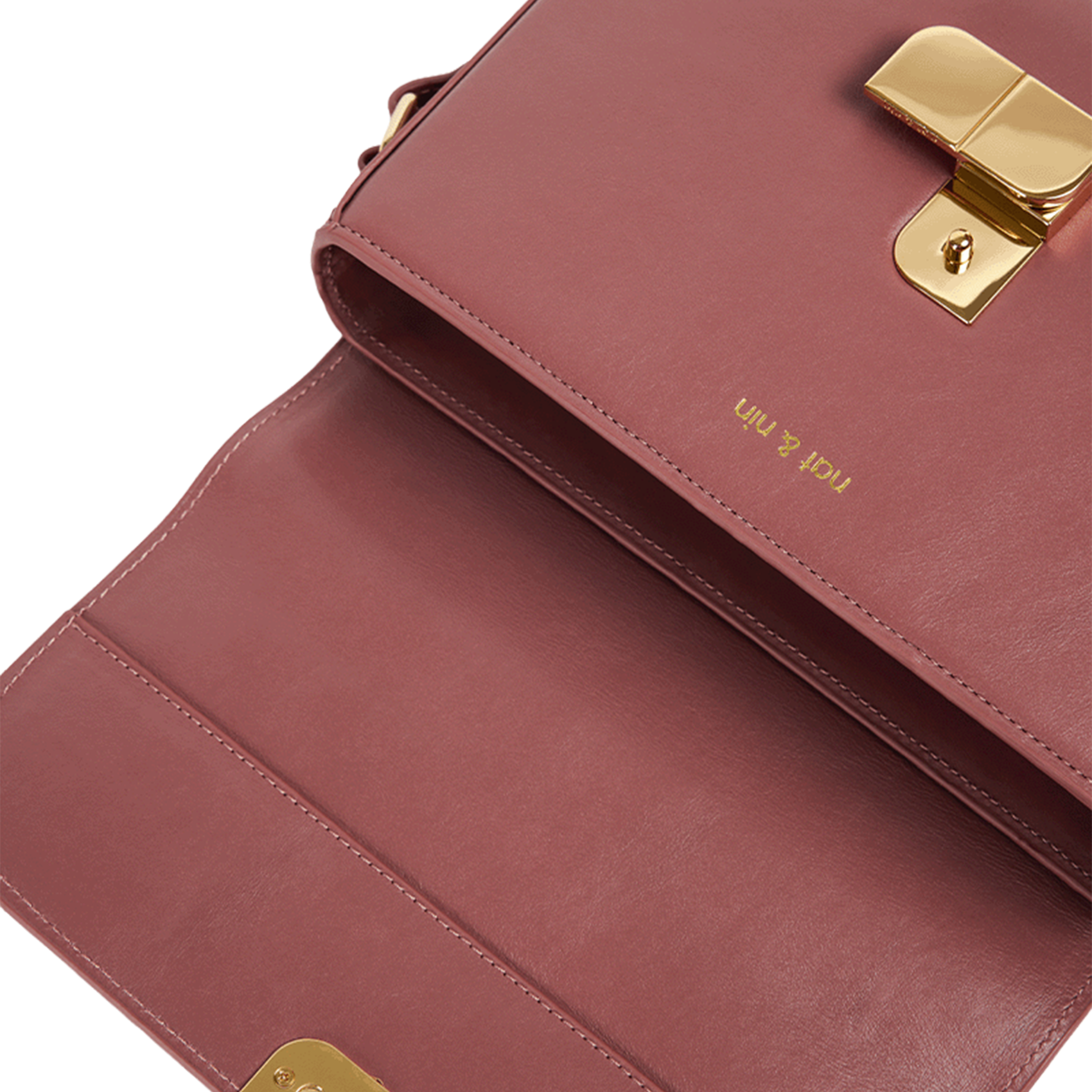 Leren schoudertas met klep NAT & NIN Roze