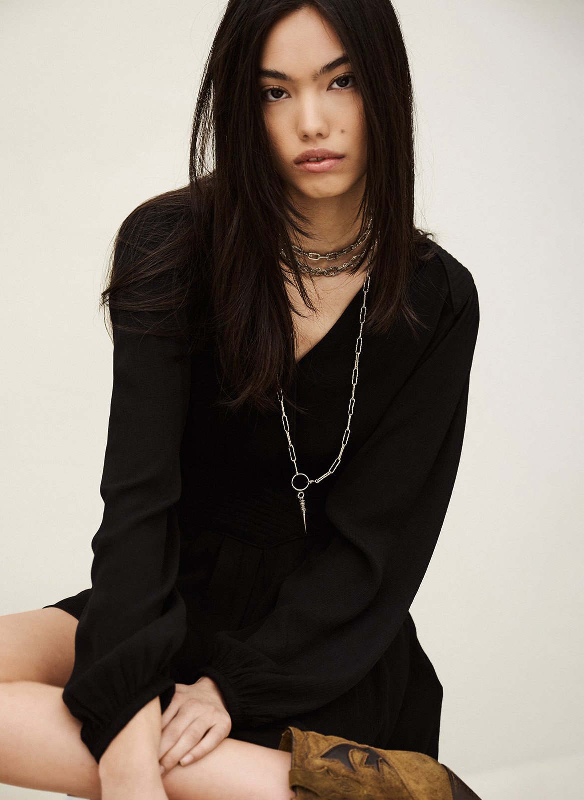 Robe courte col V BA&SH Noir