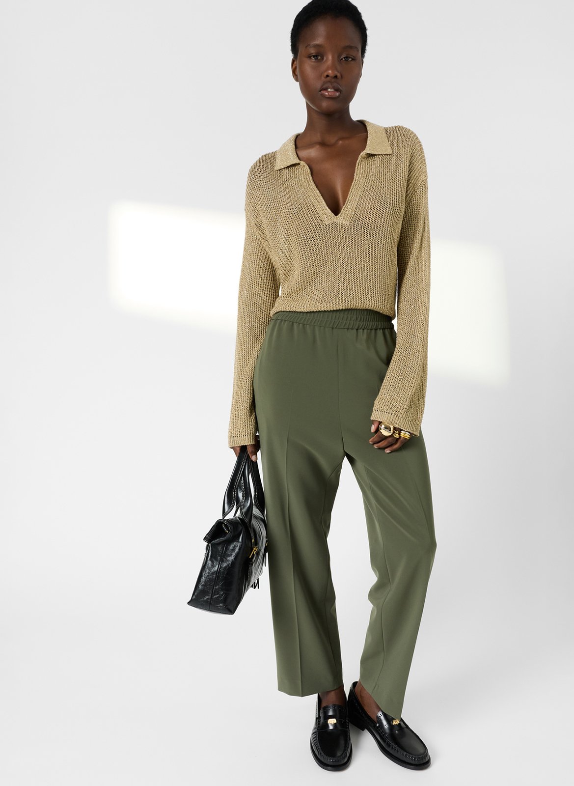 Gerade geschnittene, fließende Hose mit hohem Bund GERARD DAREL Khaki