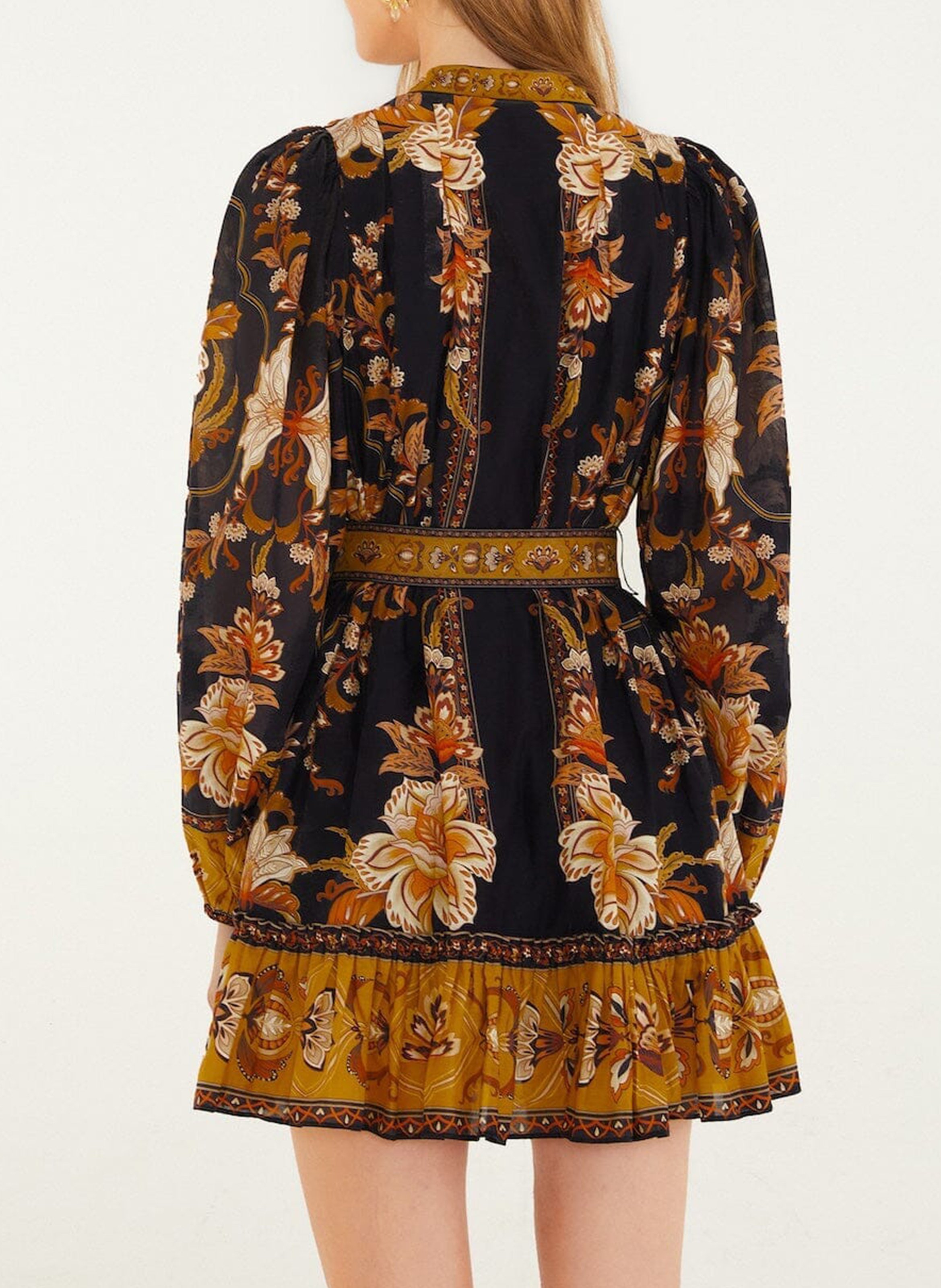 Cotton flared dress FARM RIO Black