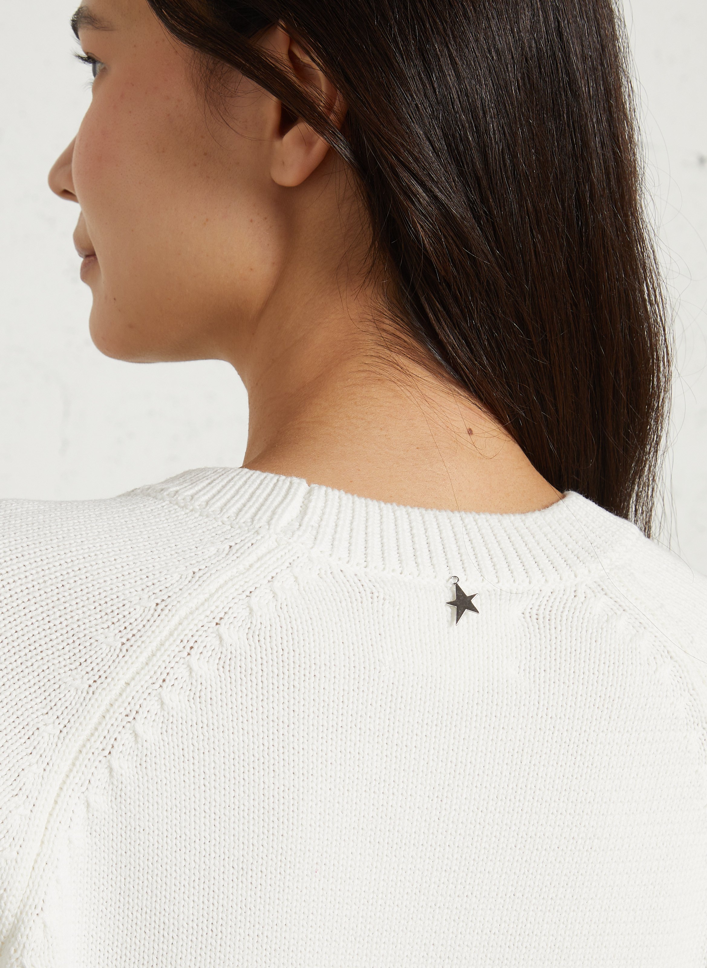 Pull droit col rond en coton SUD EXPRESS Blanc