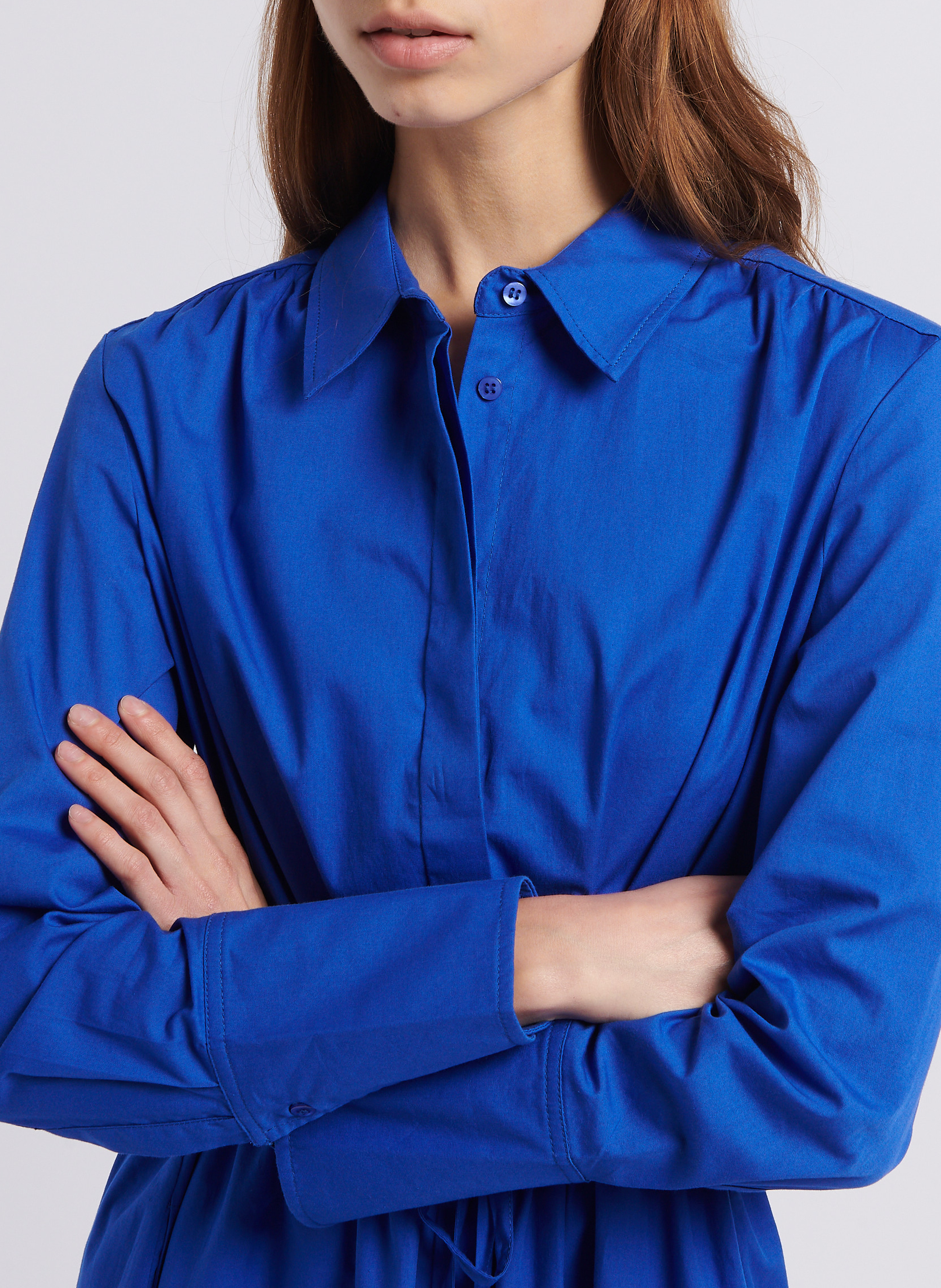 Robe midi droite col classique en coton ATTIC AND BARN Bleu