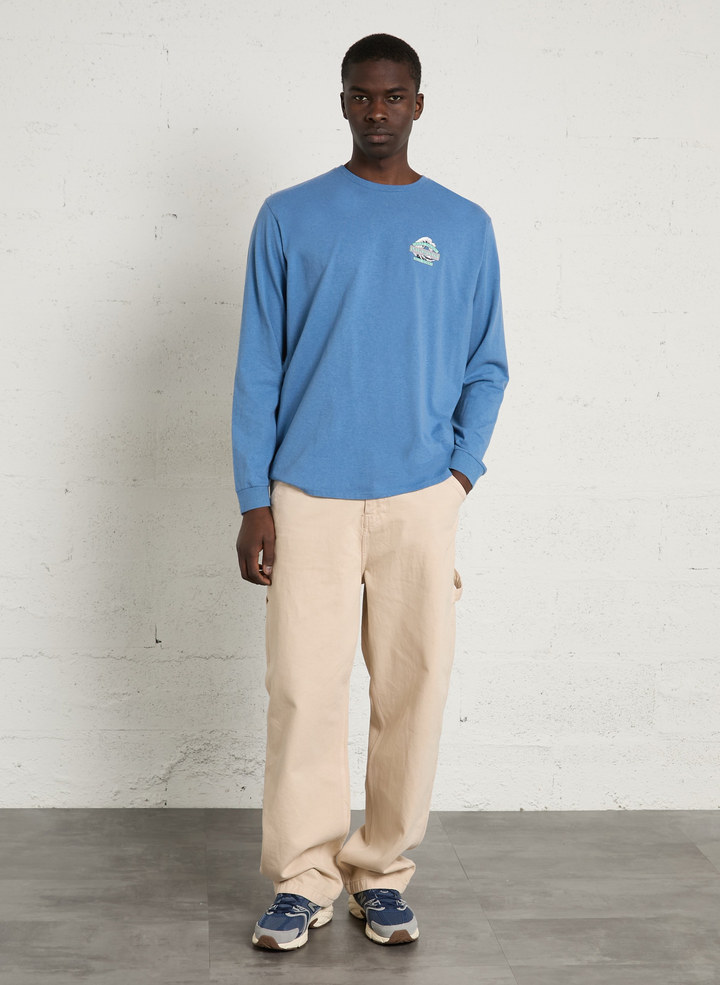 Gerade geschnittenes Rundhals-T-Shirt aus recyceltem Baumwoll-Mix PATAGONIA Blau