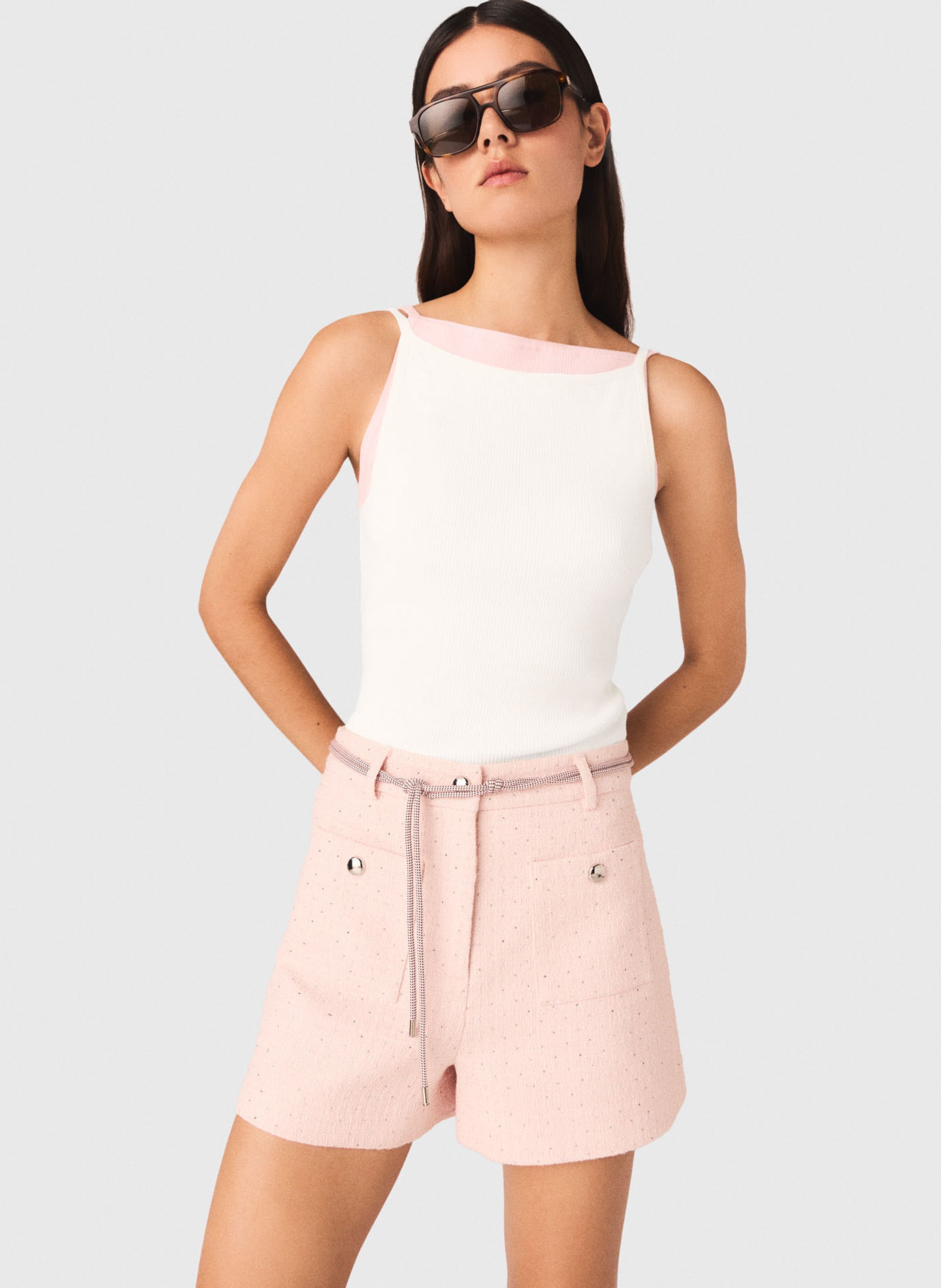 Ribbed cotton blend fitted top MAJE