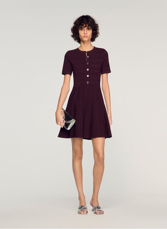Flared short knit dress Brown Sandro - Women | Place des Tendances Flared short knit dress Brown Sandro - Women | Place des Tendances