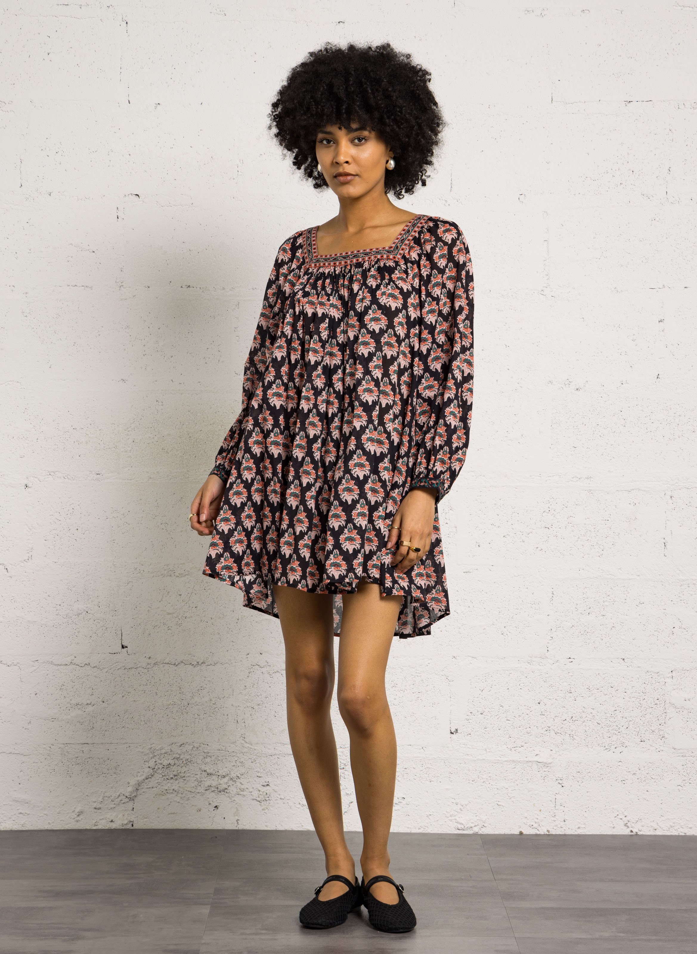 Robe courte imprimée en coton PETITE MENDIGOTE Multicolore