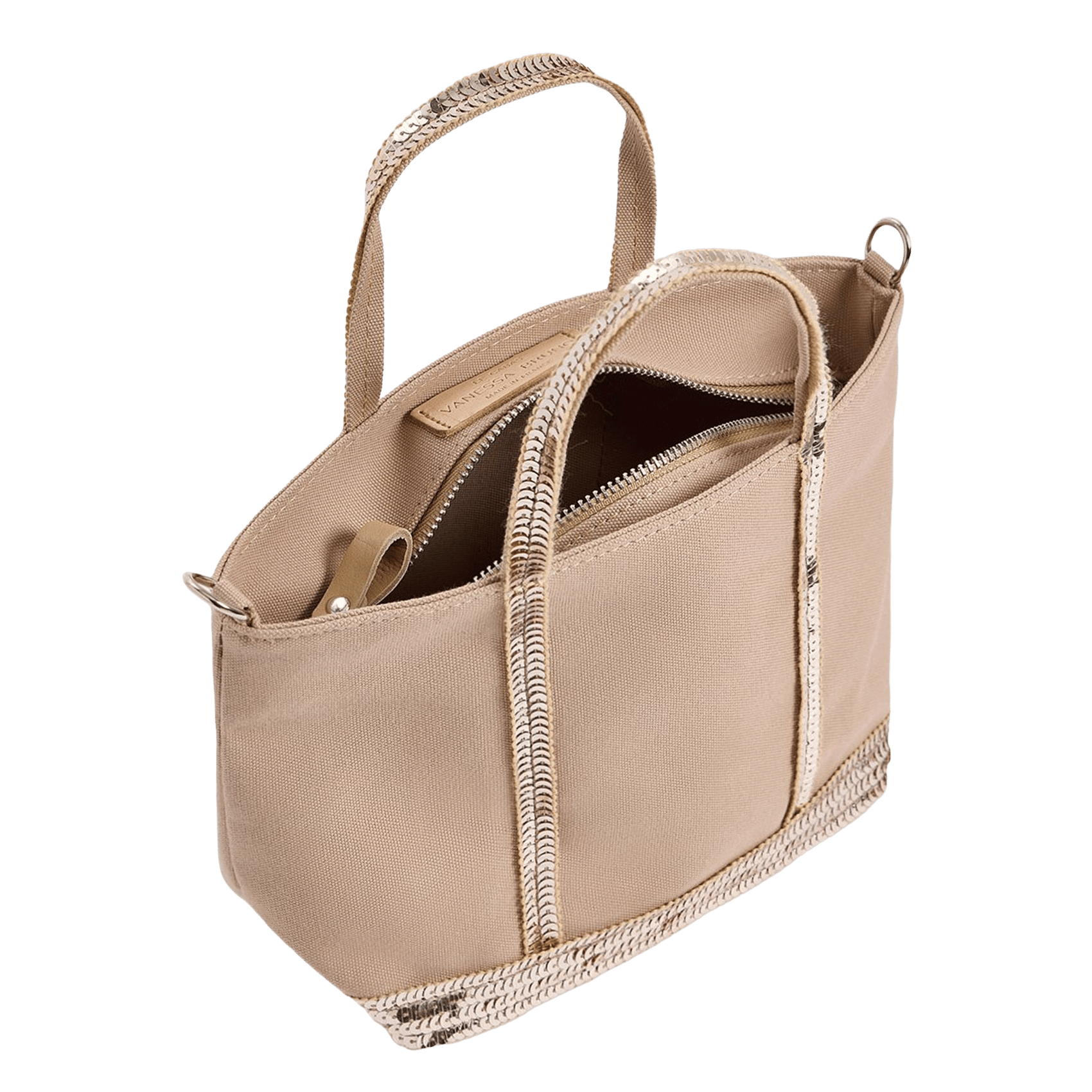Mini-Tragetasche mit Pailletten aus Baumwollcanvas VANESSA BRUNO Braun