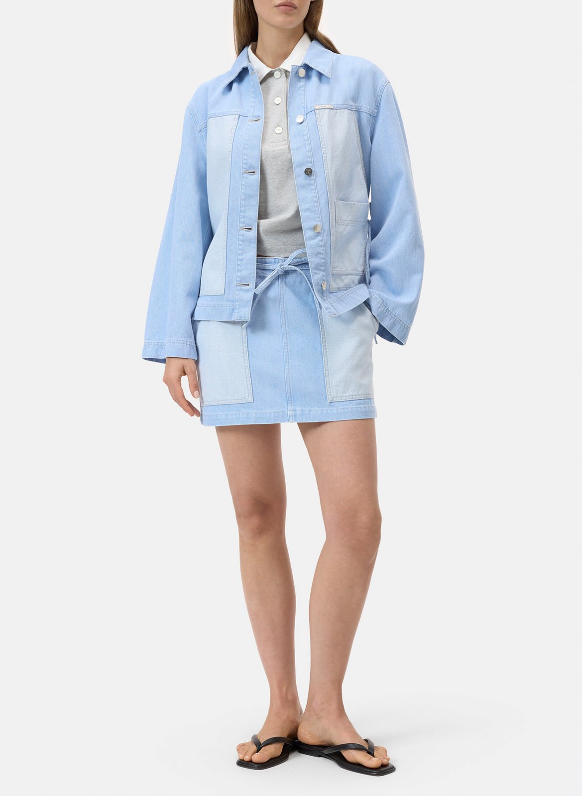 Veste oversize col classique en coton et coton recyclé mélangé CLOSED Bleu