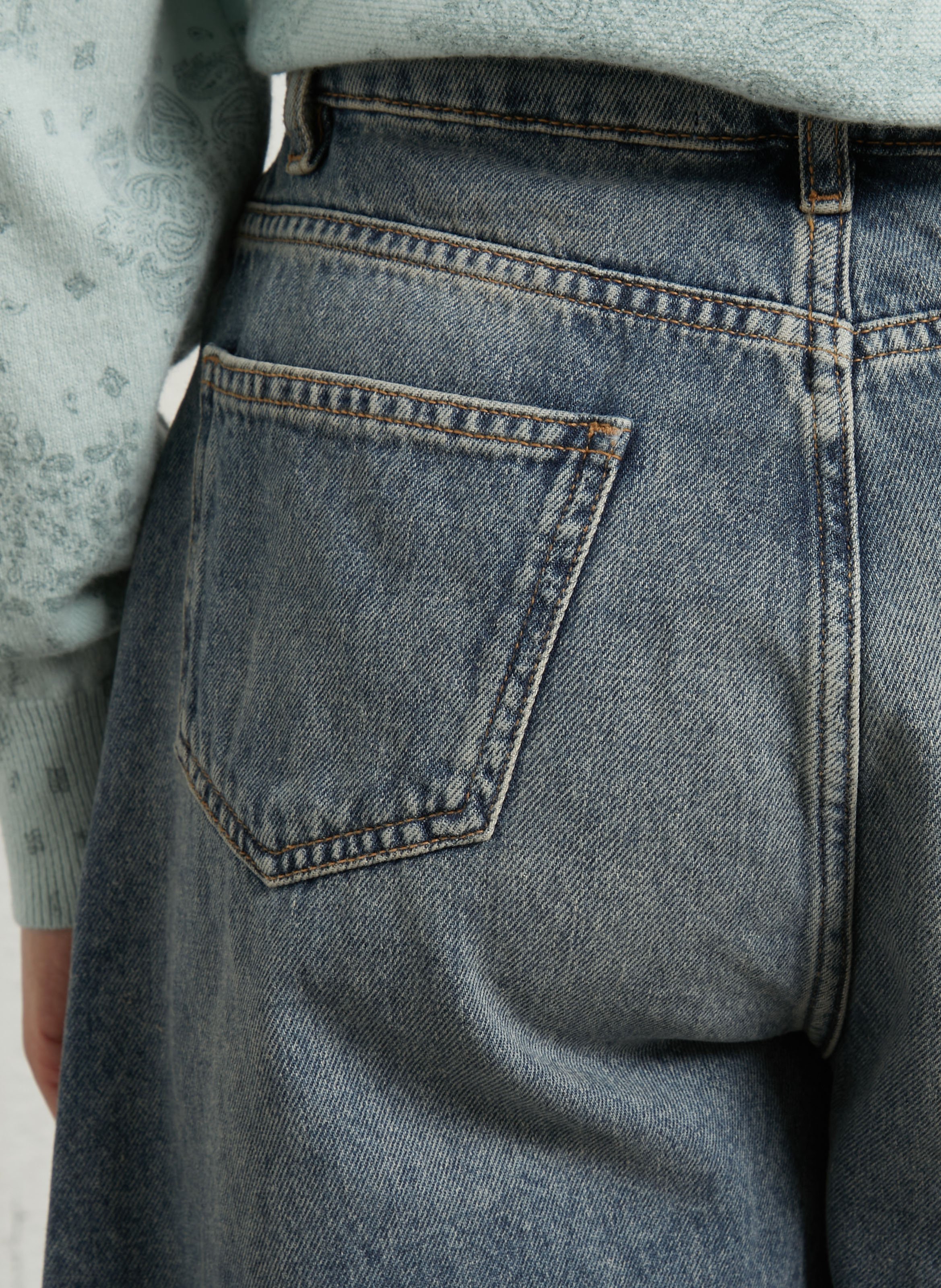 Bermuda large en coton BERENICE Bleu