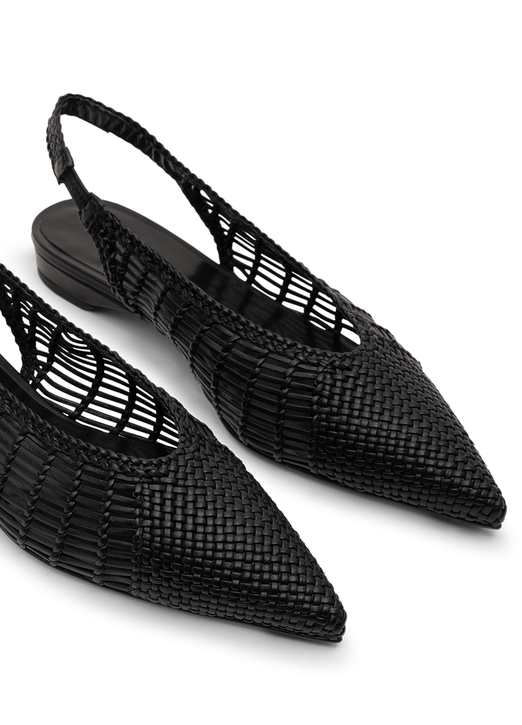 Black braided nappa leather ballerina flats PARALLELE PARIS Black