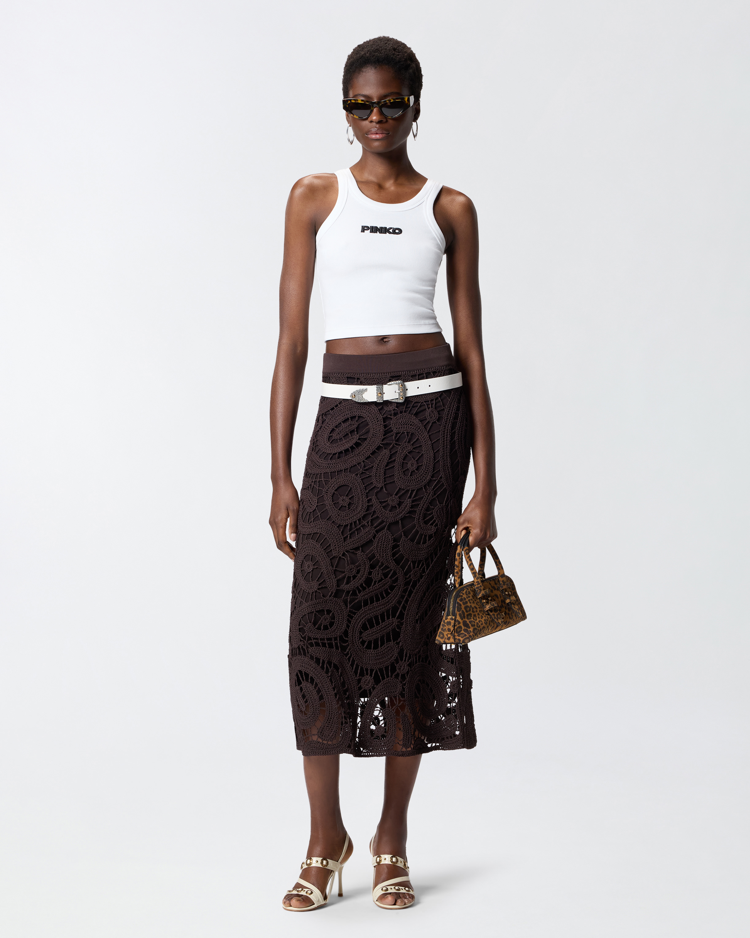 Débardeur cropped à logo pinko PINKO Blanc