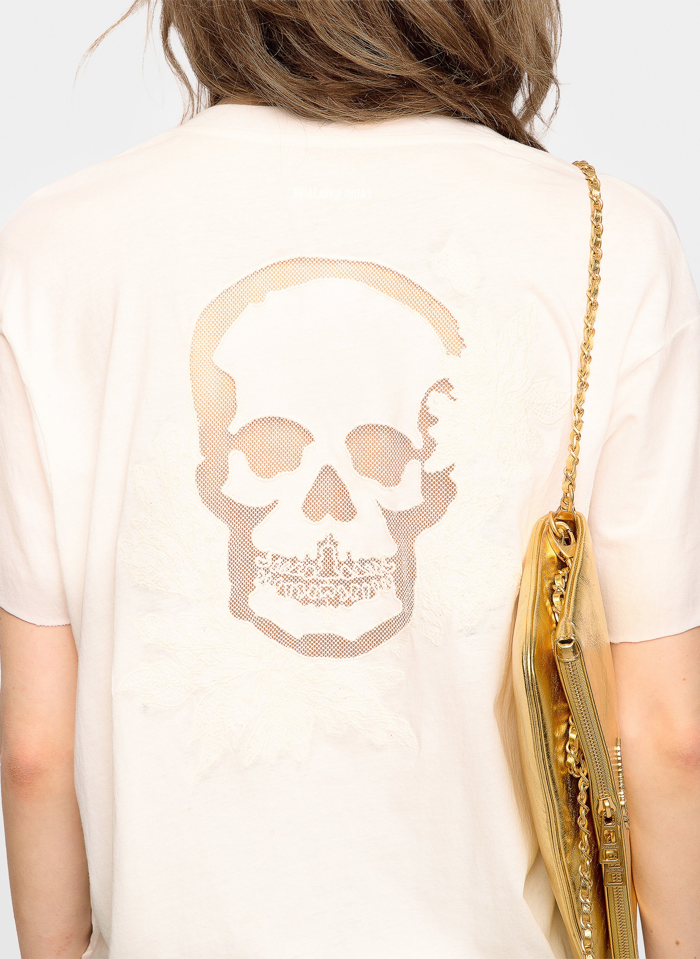 Tee-shirt col V en coton bio ZADIG&VOLTAIRE Blanc