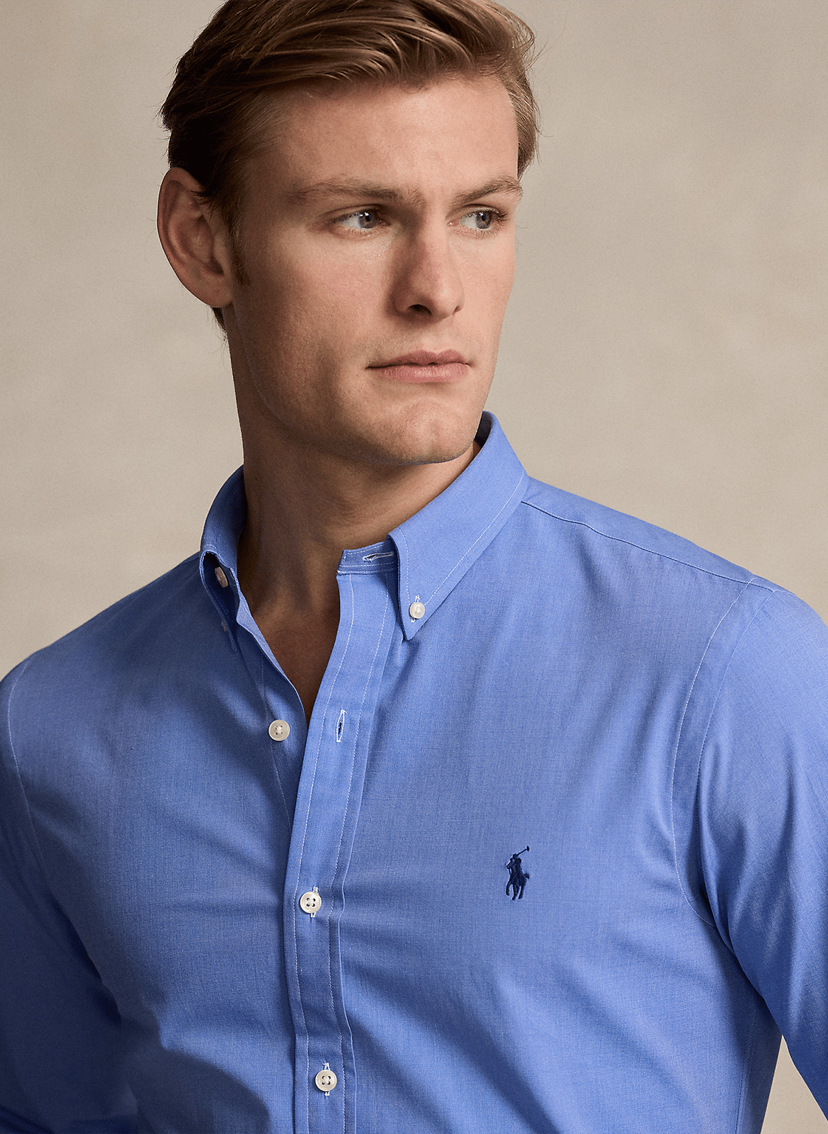 Cotton-blend shirt with button-down collar POLO RALPH LAUREN Blue