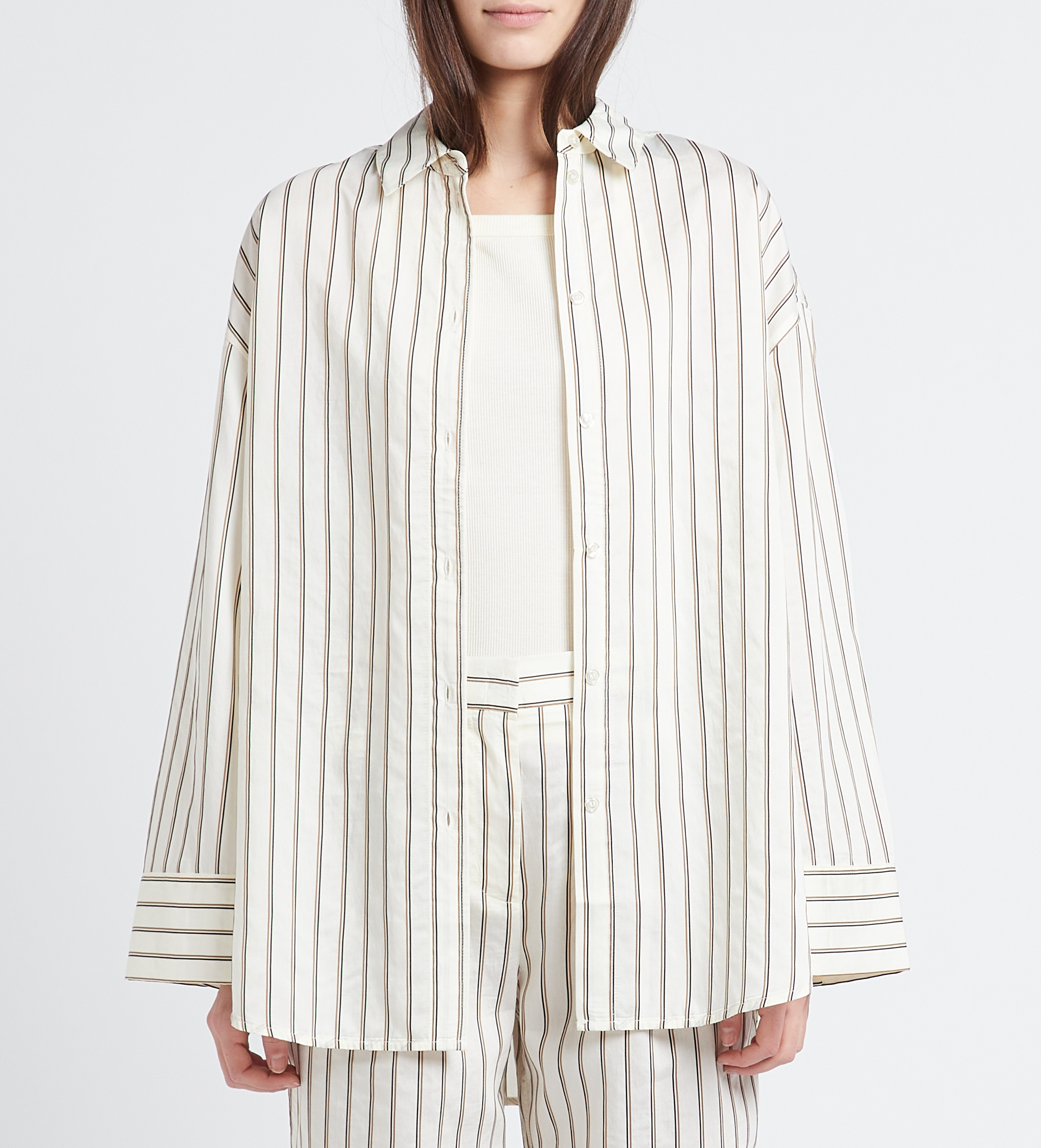 Loose-fit striped shirt SAMSOE SAMSOE White