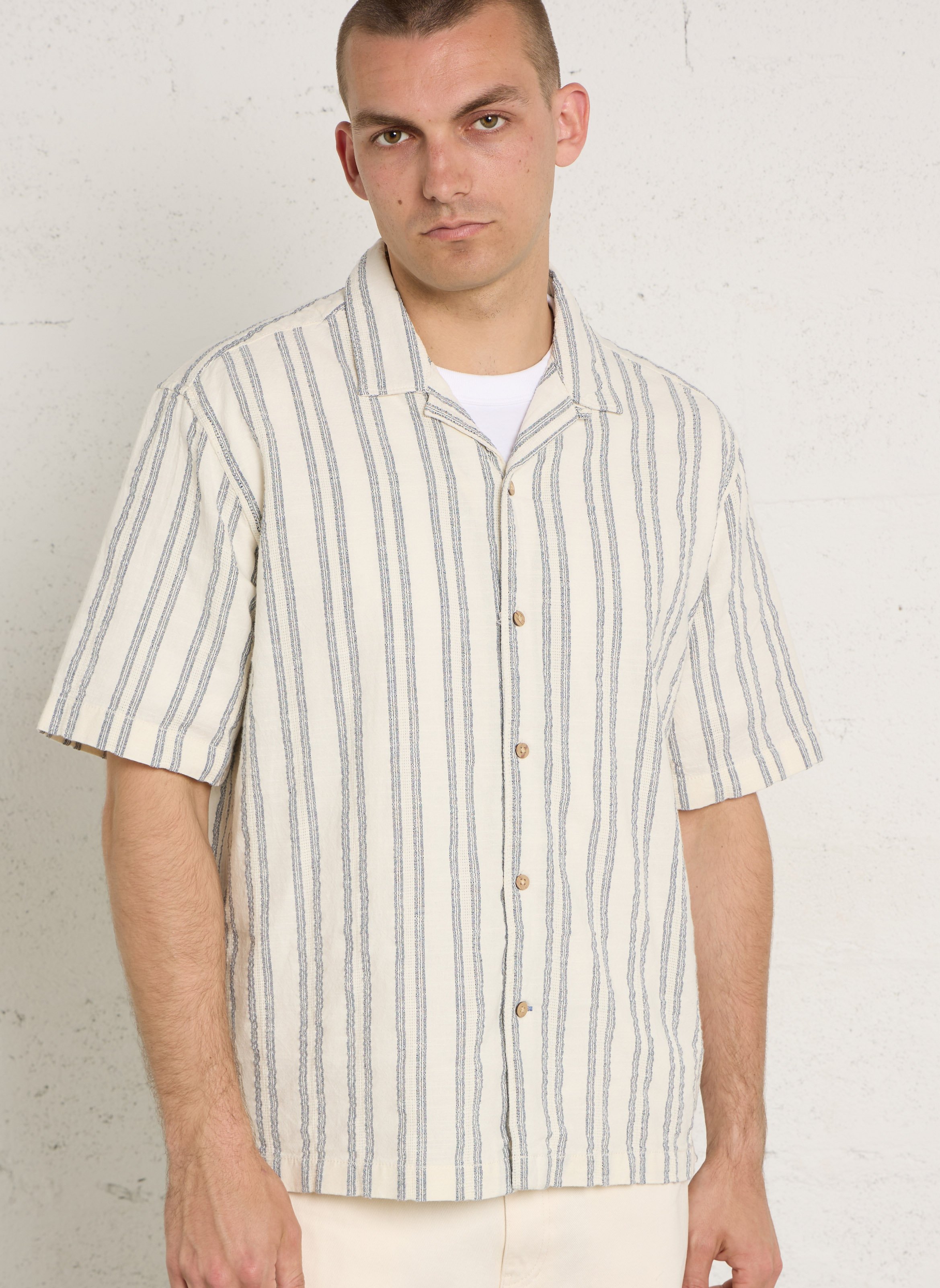 Striped shirt with classic collar PEPE JEANS Beige