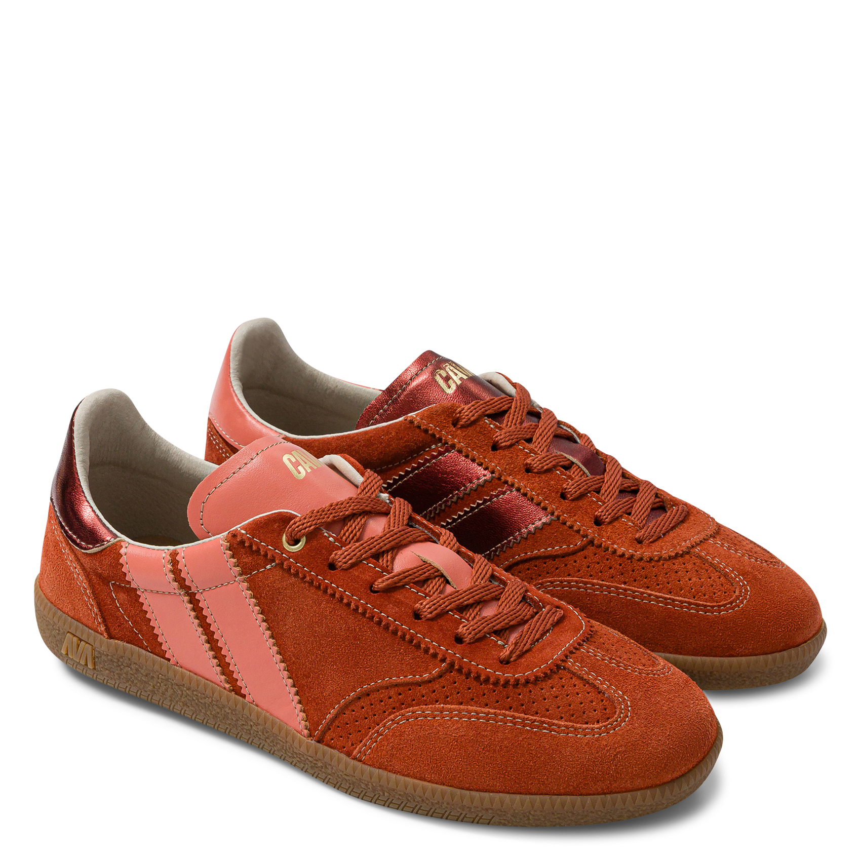 Baskets basses en cuir velours CAVAL Orange