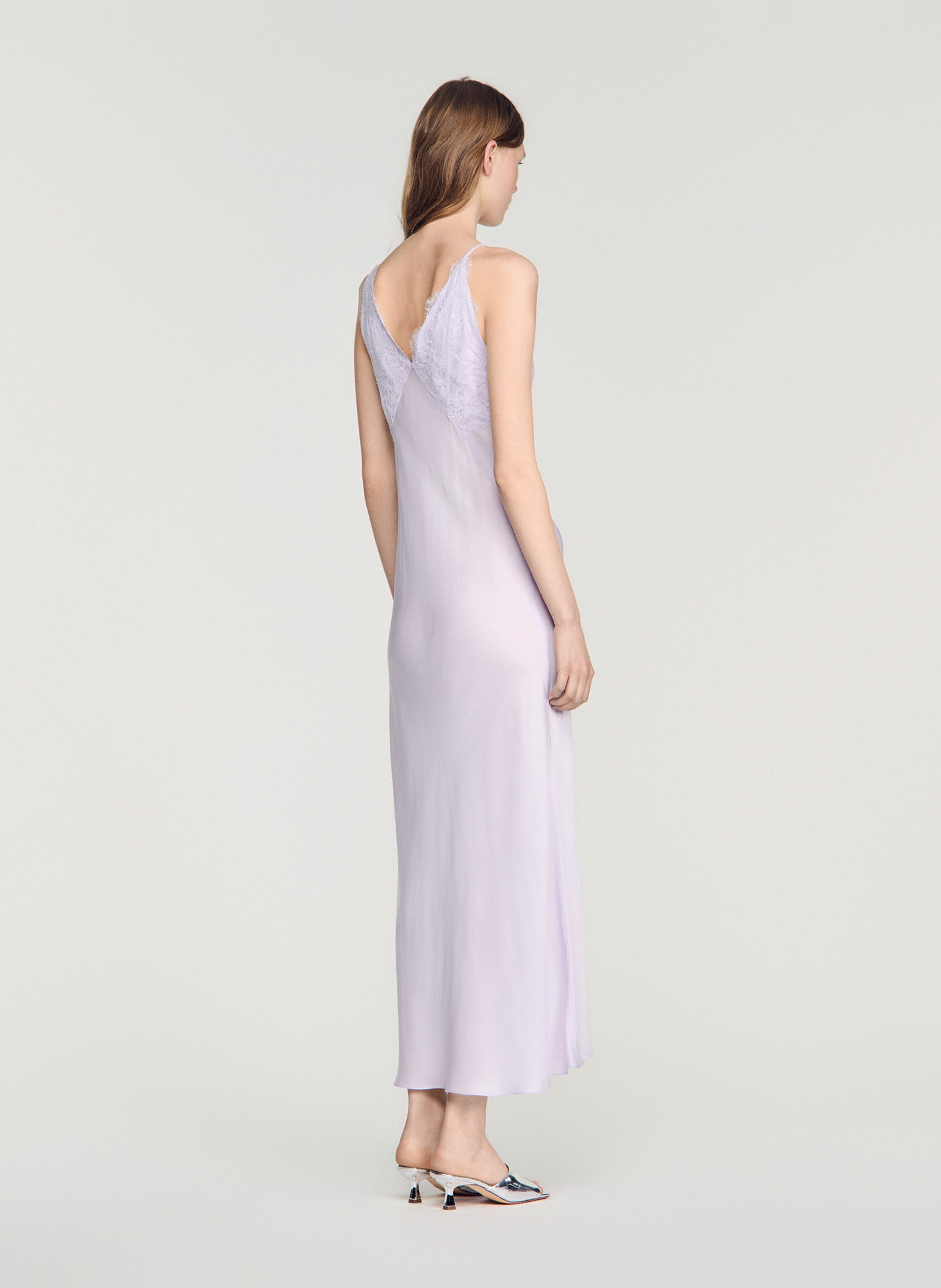 Long V-neck dress SANDRO Purple