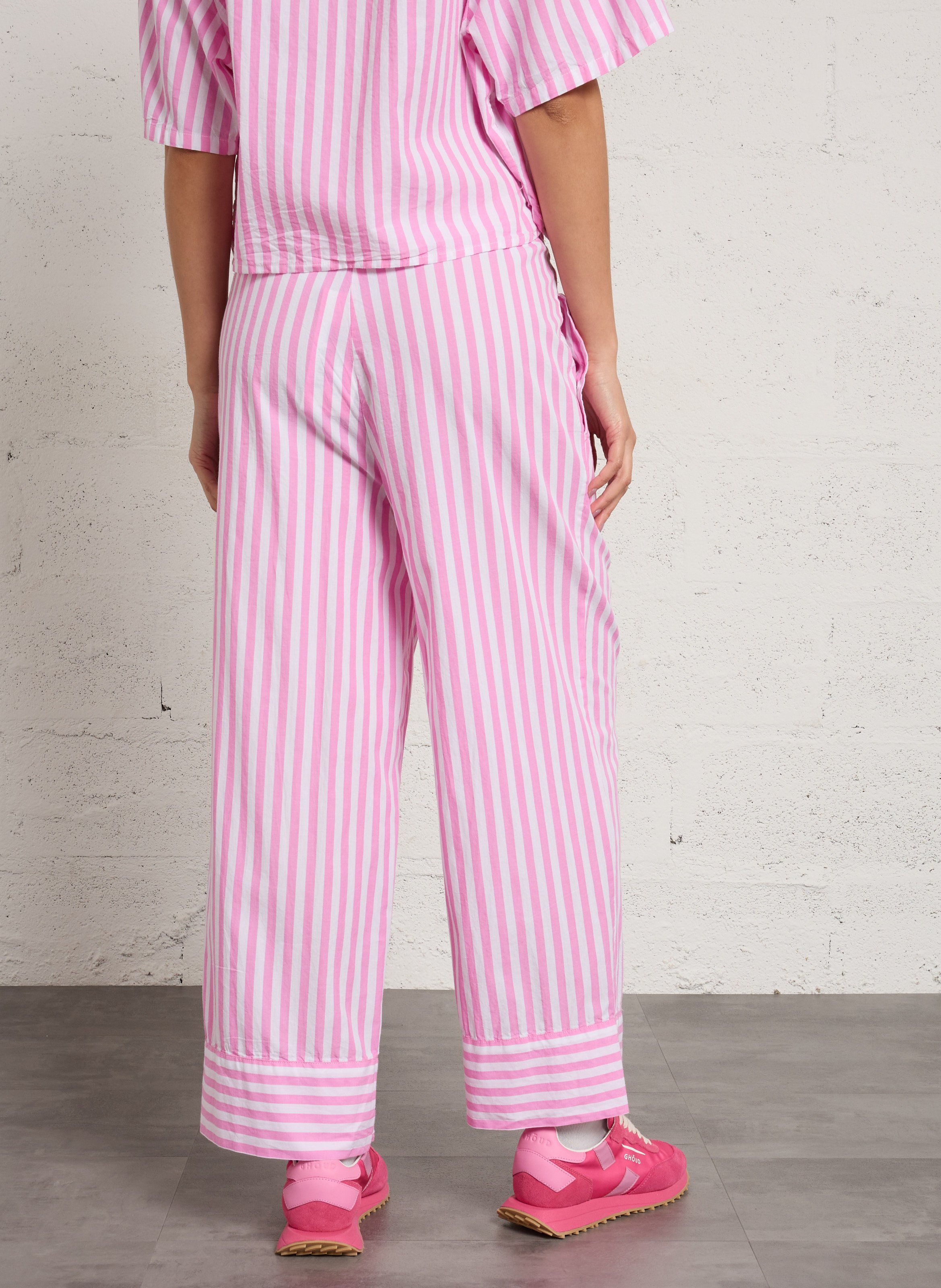 Pantalon large taille haute rayé AMERICAN VINTAGE Rose