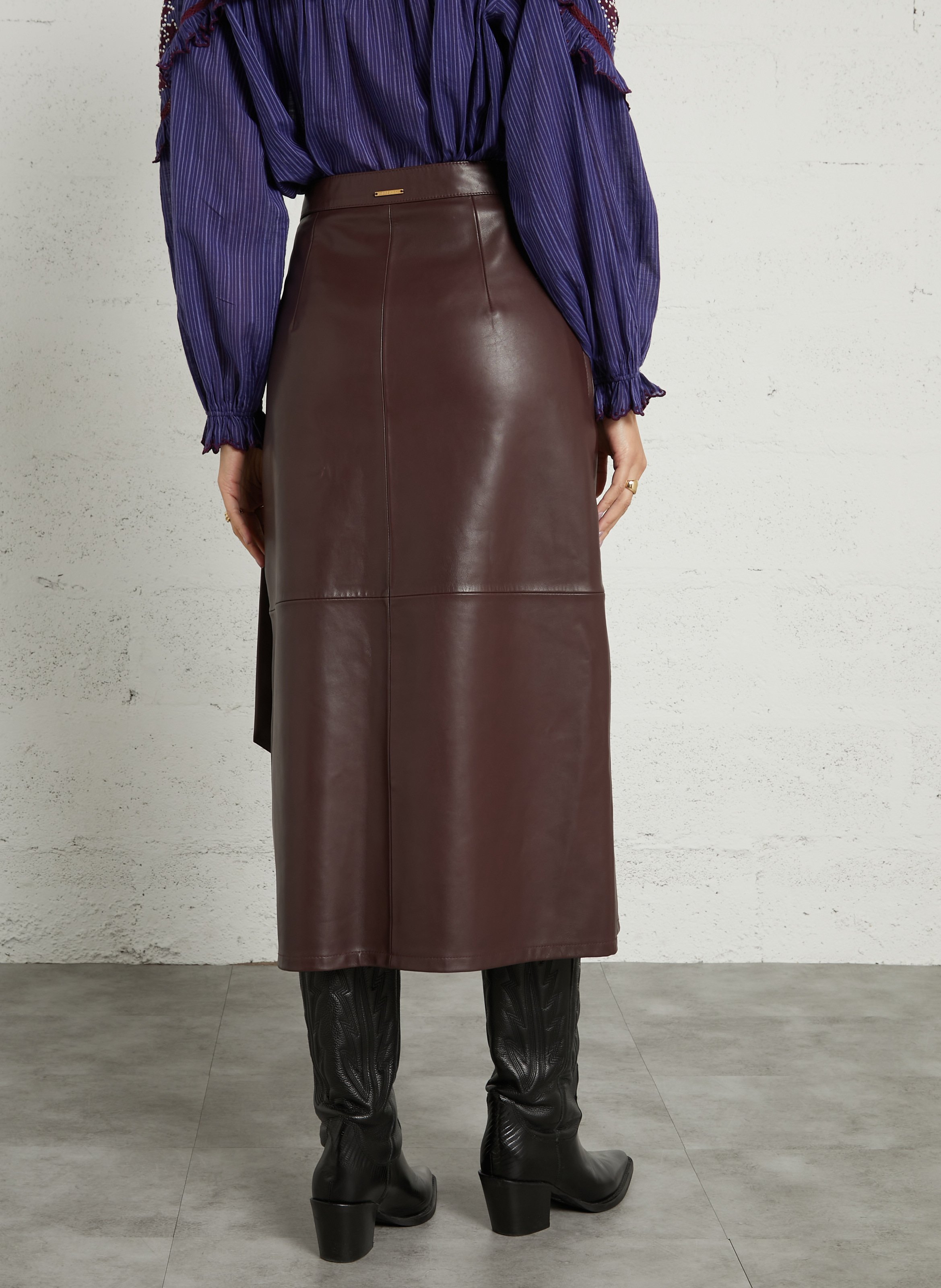 Leather midi skirt LOUISE MISHA Red