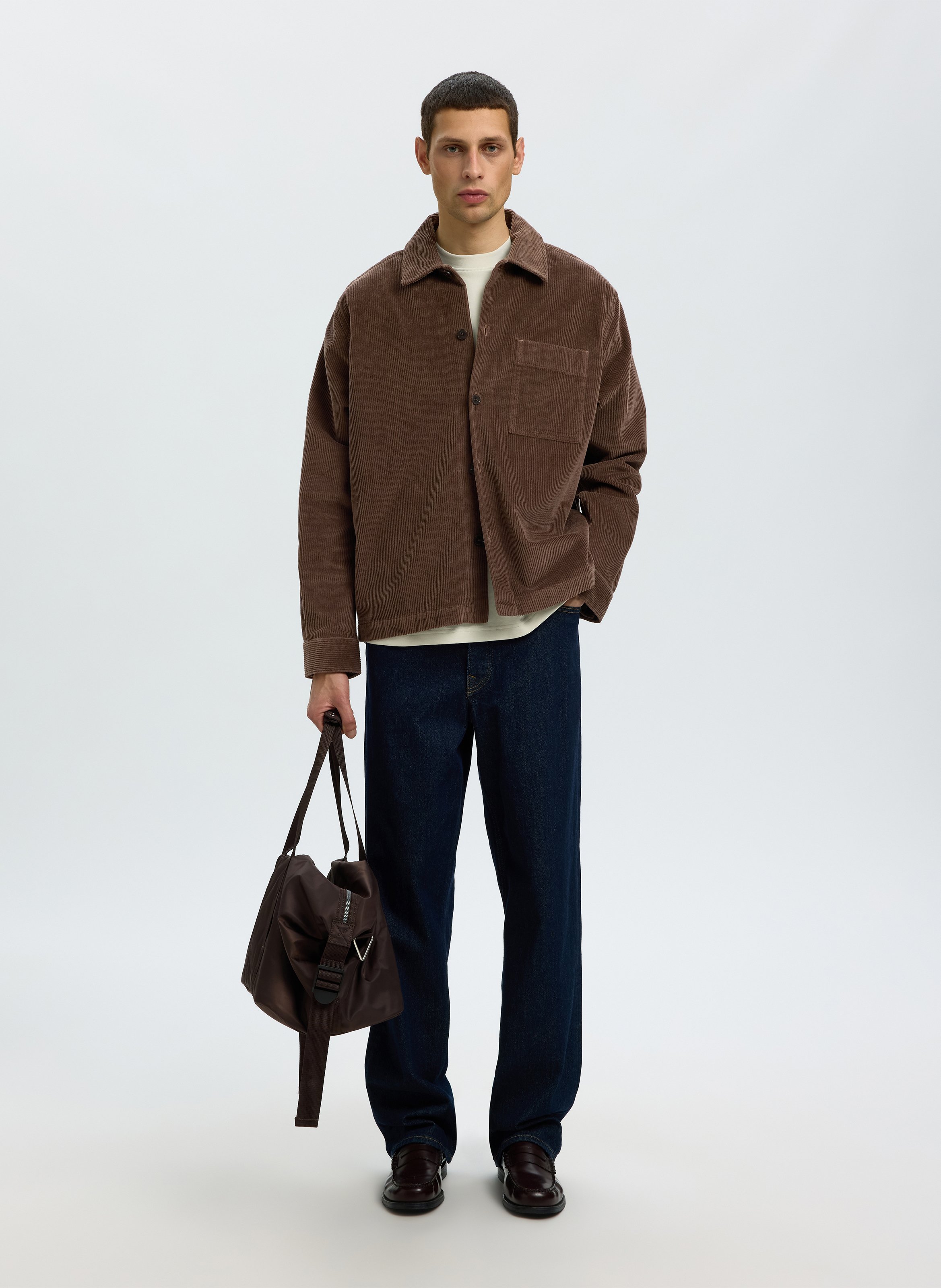 Chemise oversize en coton bio mélangé SELECTED Marron