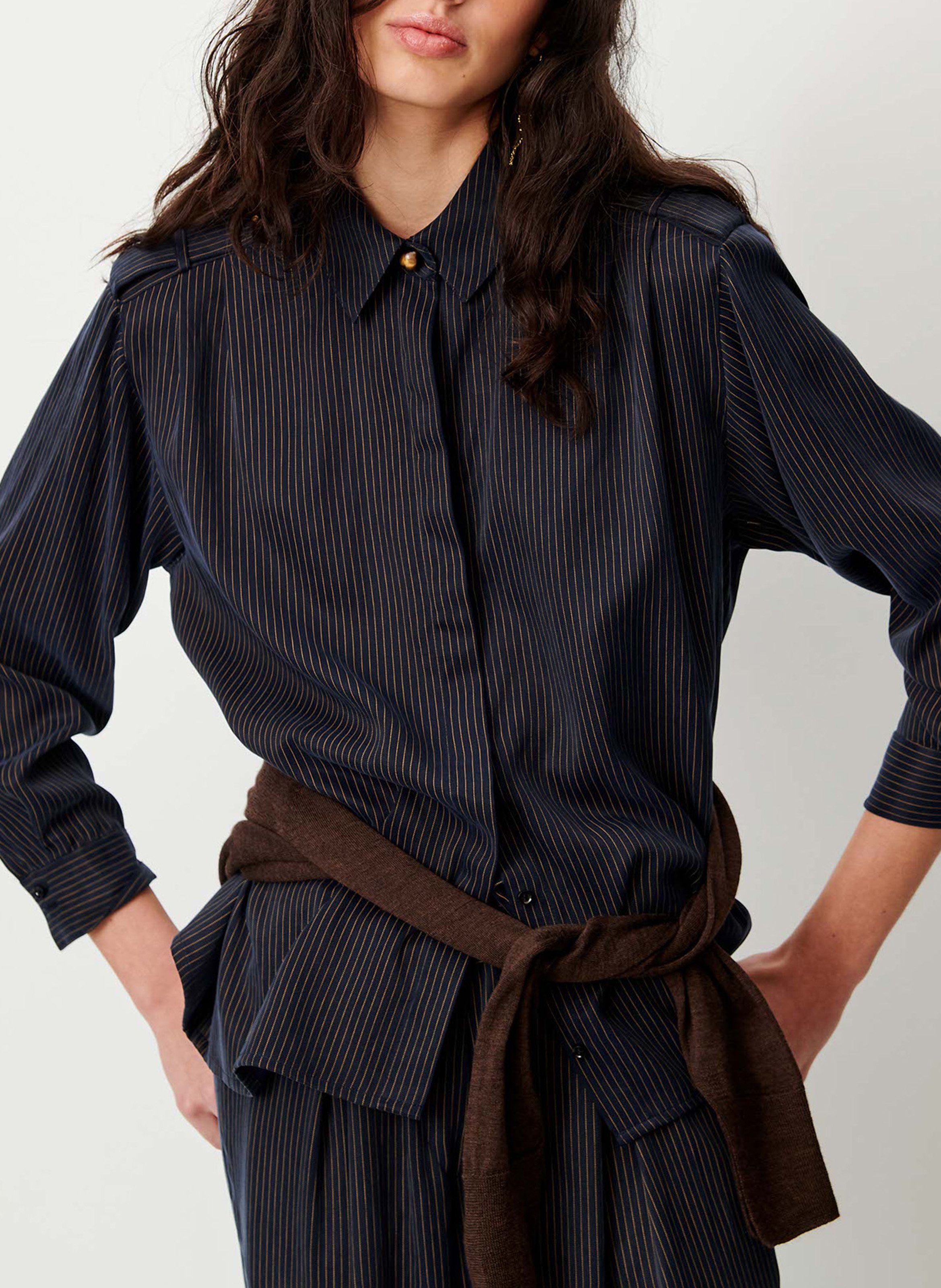 Oversized button-up shirt with stripes SESSUN Blue