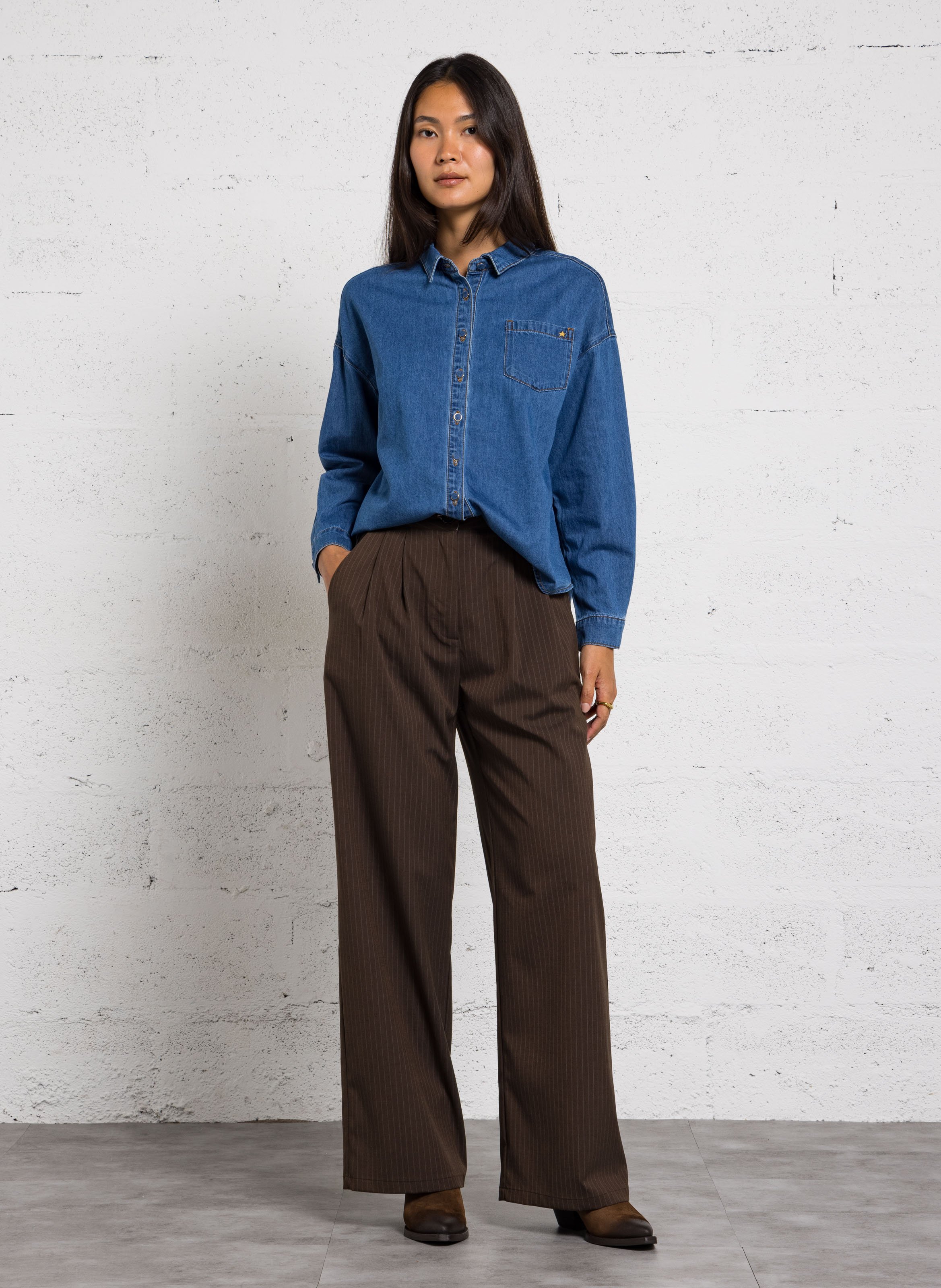 Weite Taillenhose mit Bundfalten | Braun LA PETITE ETOILE Damen
